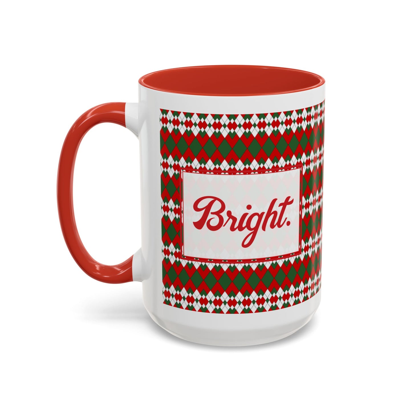 Bright- Christmas Extra Argyle Personalizable Christmas Ceramic Mug (11oz, 15 oz)