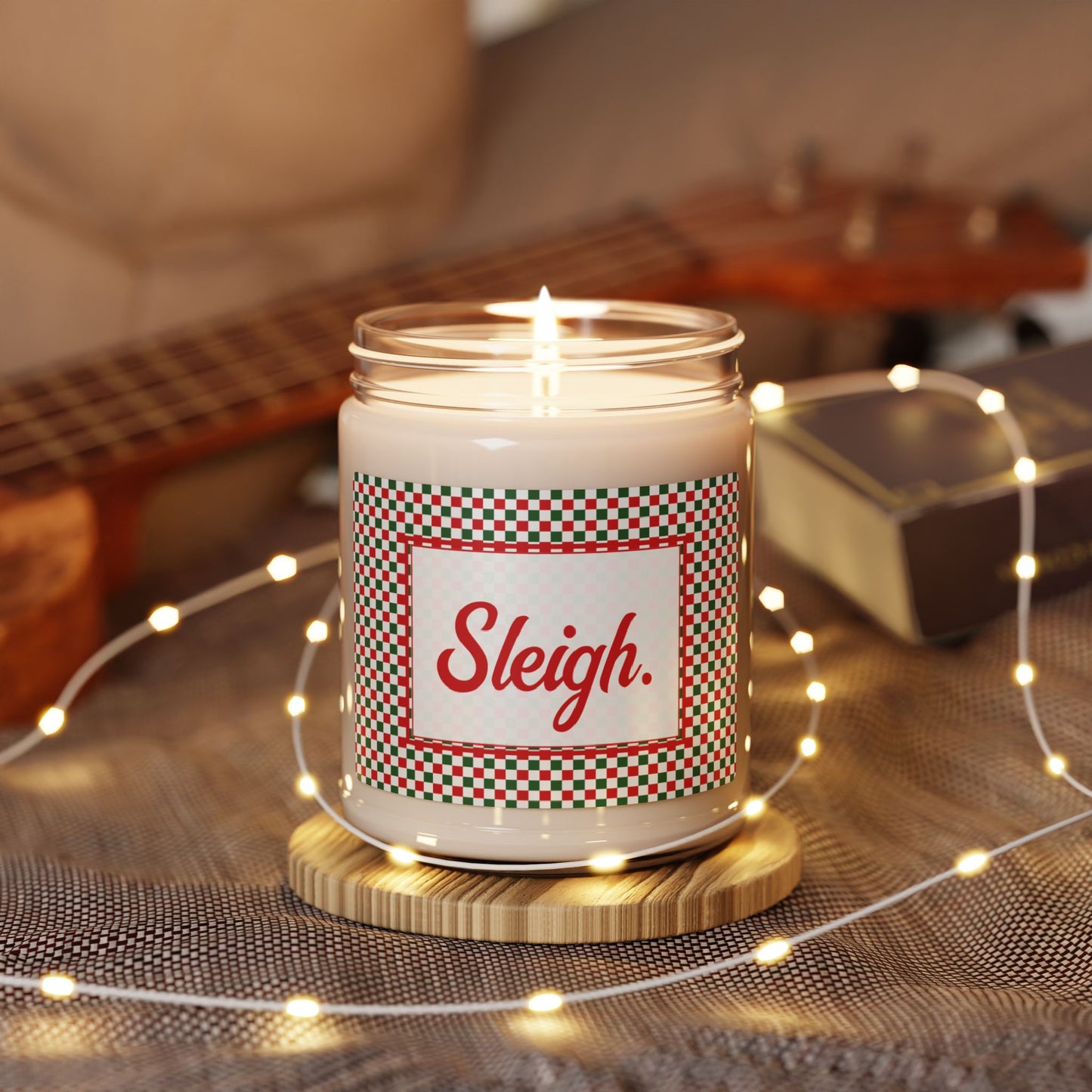 Sleigh- Christmas Checkered Scented Soy Candle, 9oz