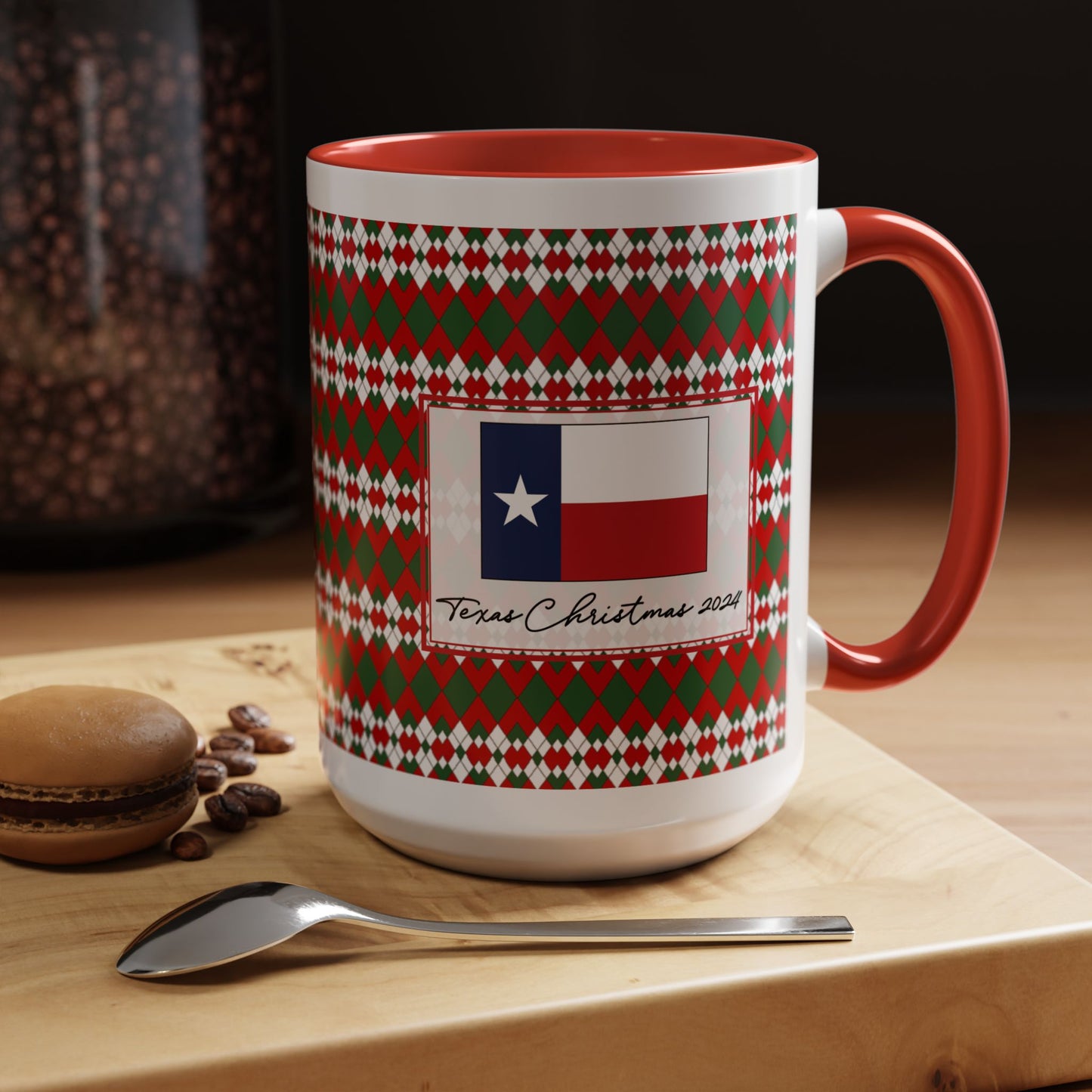 Merry- Christmas Extra Argyle Personalizable Christmas Ceramic Mug (11oz, 15 oz)