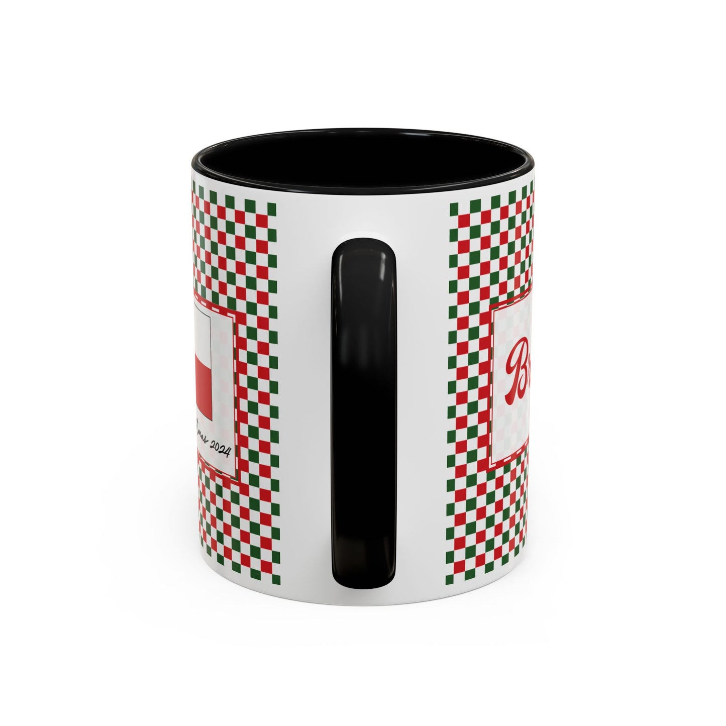 Bright- Christmas Checkered Personalizable Christmas Ceramic Mug (11oz, 15 oz)