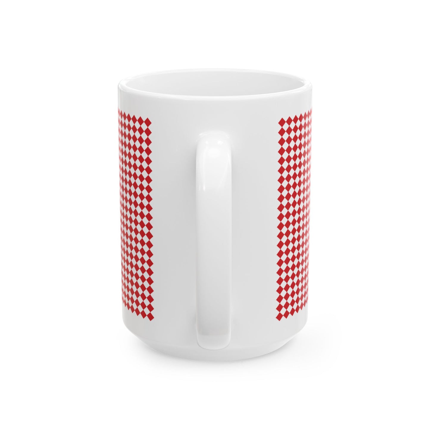 Red Argyle Ceramic Mug, (11oz, 15oz)