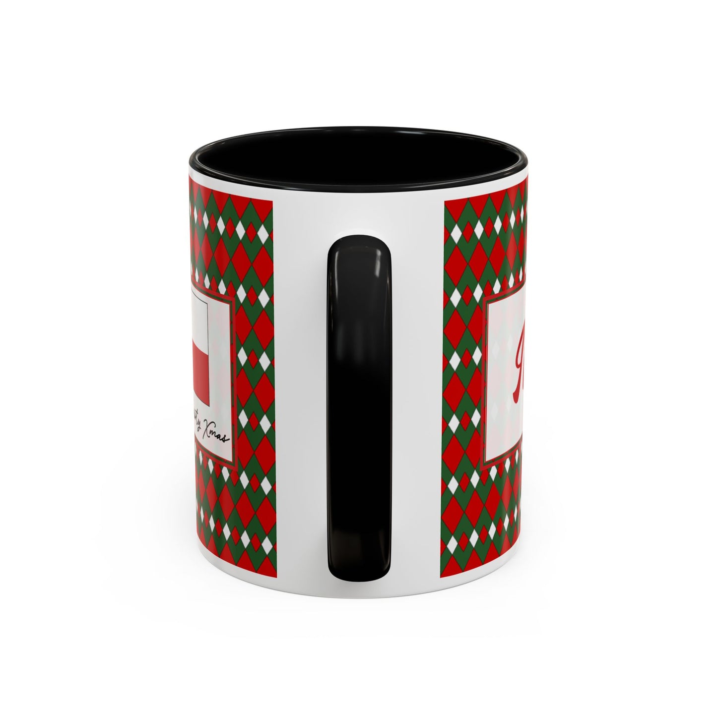 Nog- Christmas Fancy Argyle Personalizable Christmas Ceramic Mug (11oz, 15 oz)