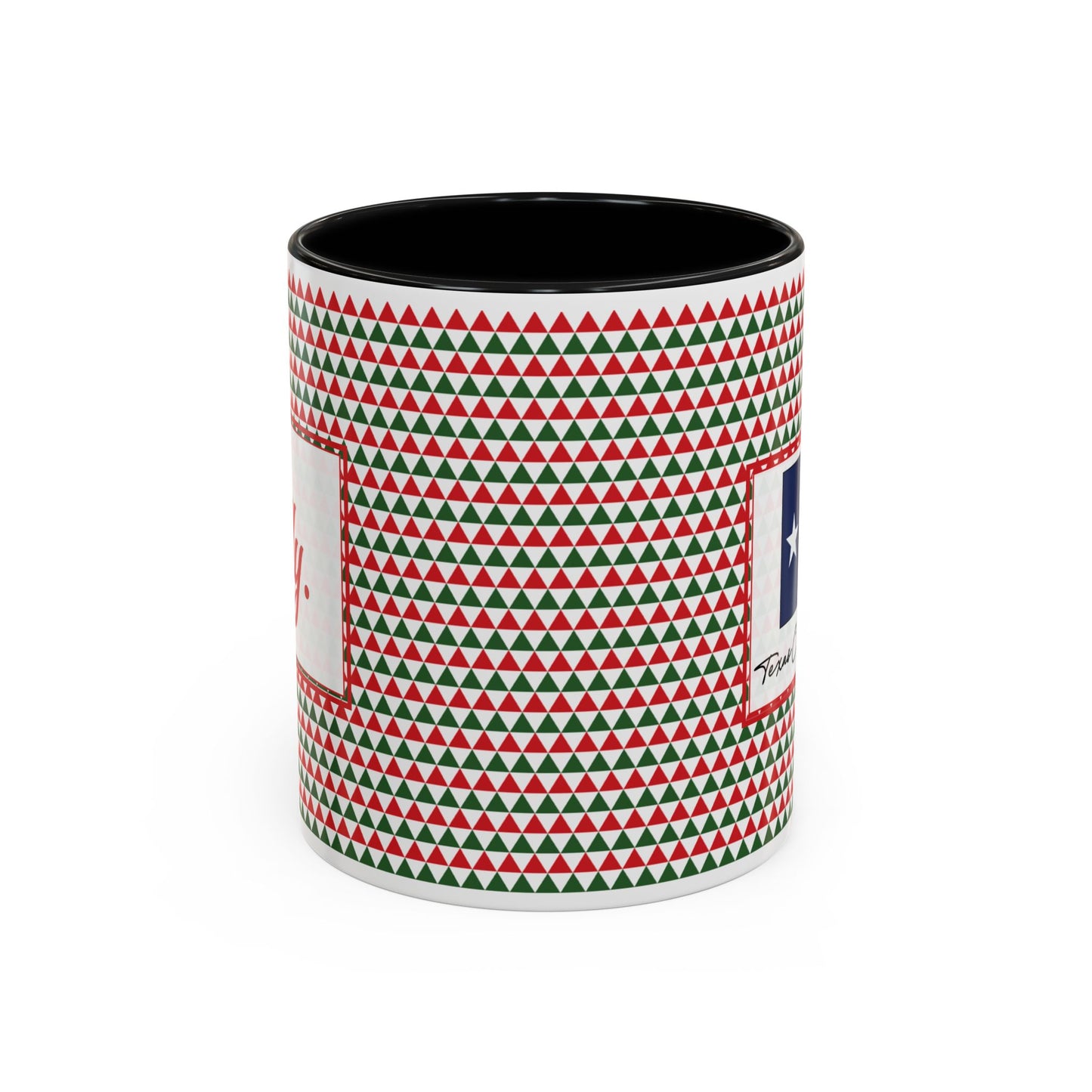 Jolly- Red & Green Triangles Personalizable Christmas Ceramic Mug (11oz, 15 oz)