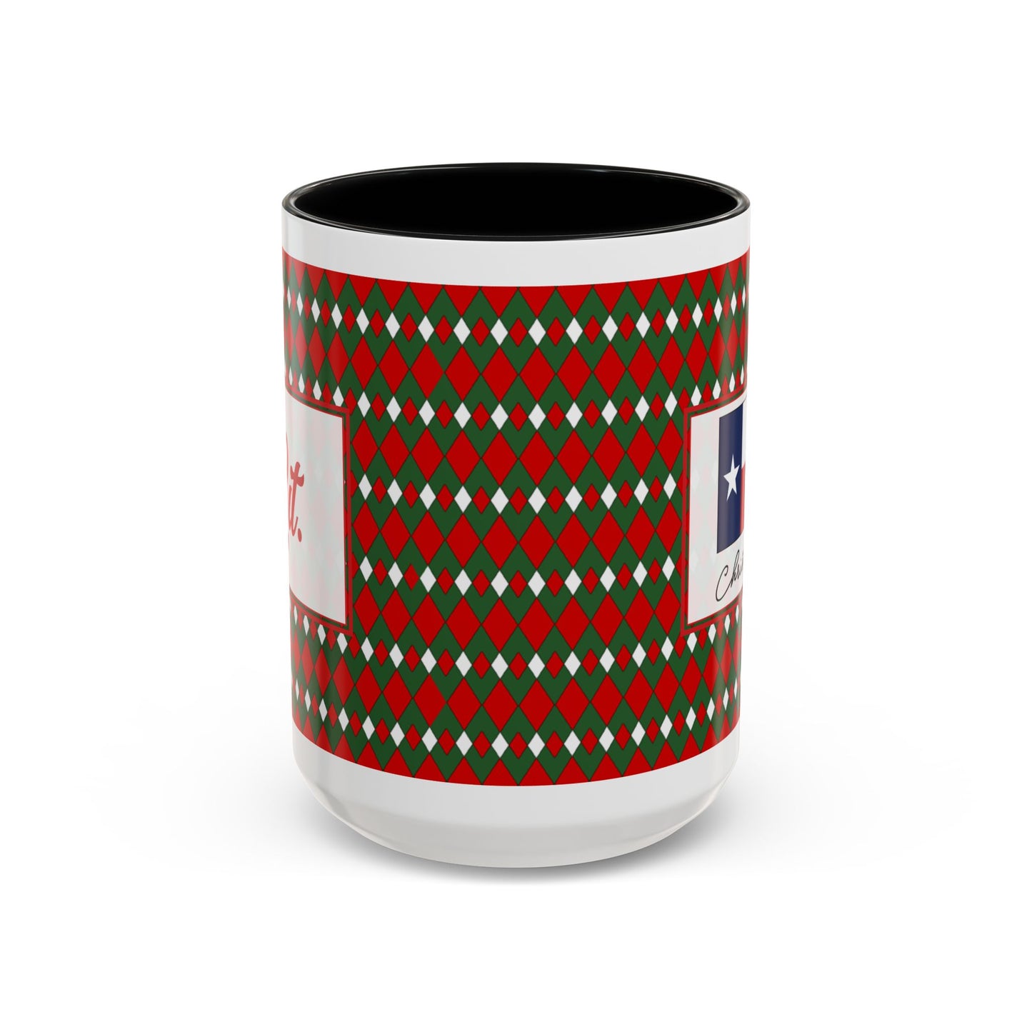 Lit- Christmas Fancy Argyle Personalizable Christmas Ceramic Mug (11oz, 15 oz)