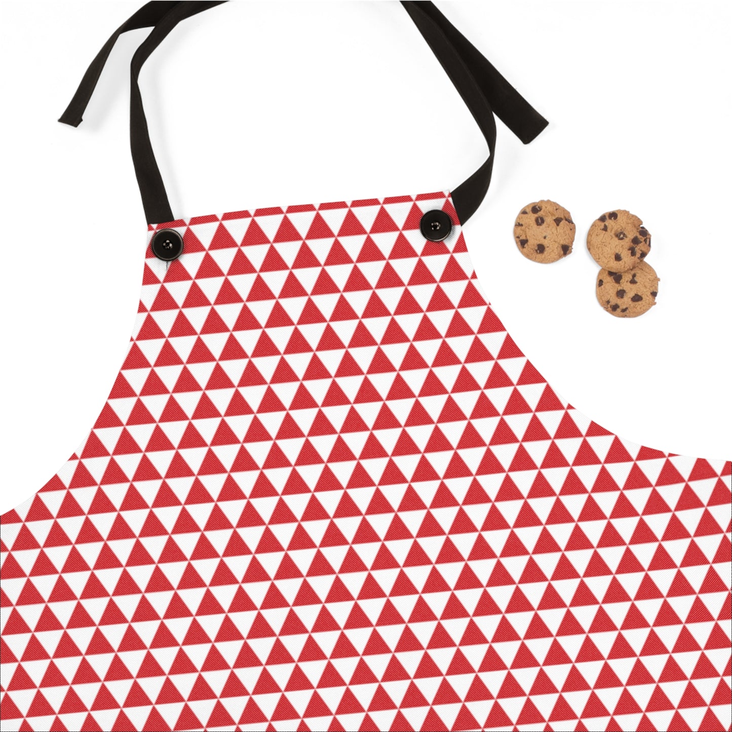 Red Triangle Holiday Apron | Lightweight 100% Polyester Twill, Detachable Black Twill Straps