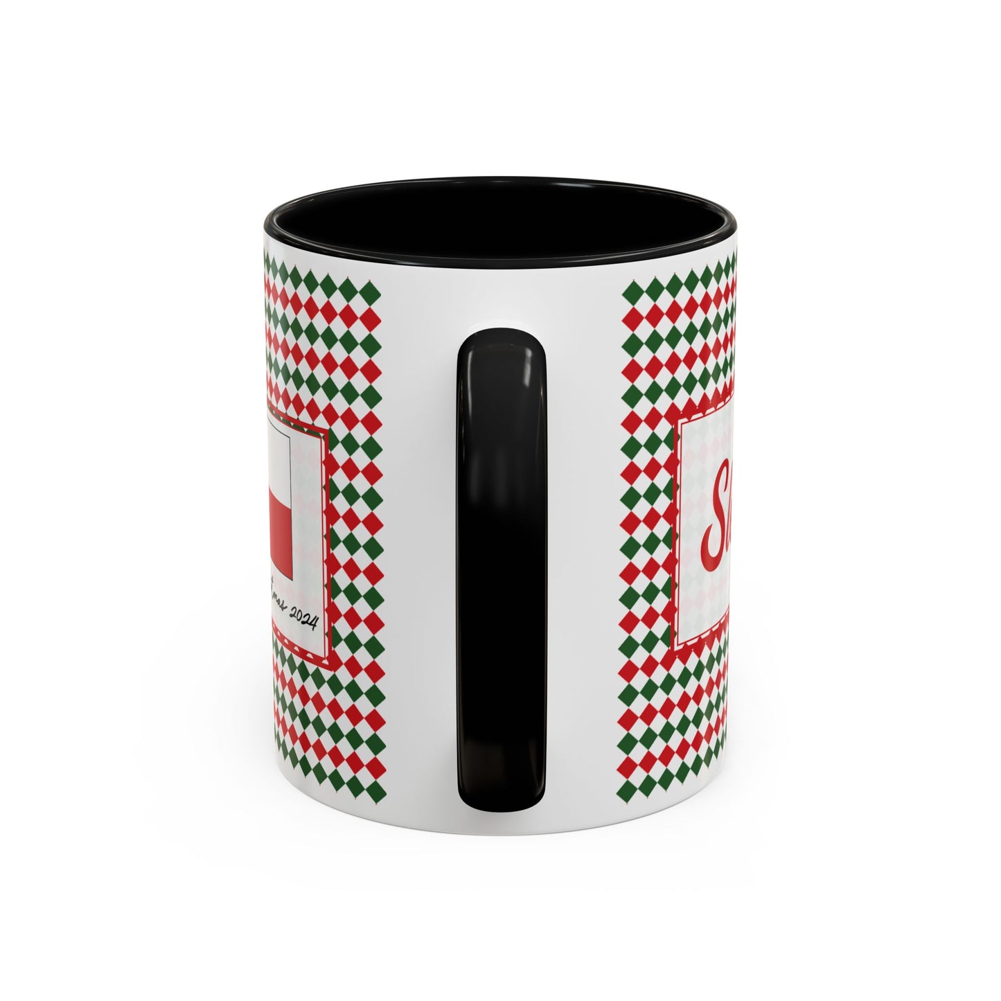 Sleigh- Christmas Argyle Personalizable Christmas Ceramic Mug (11oz, 15 oz)