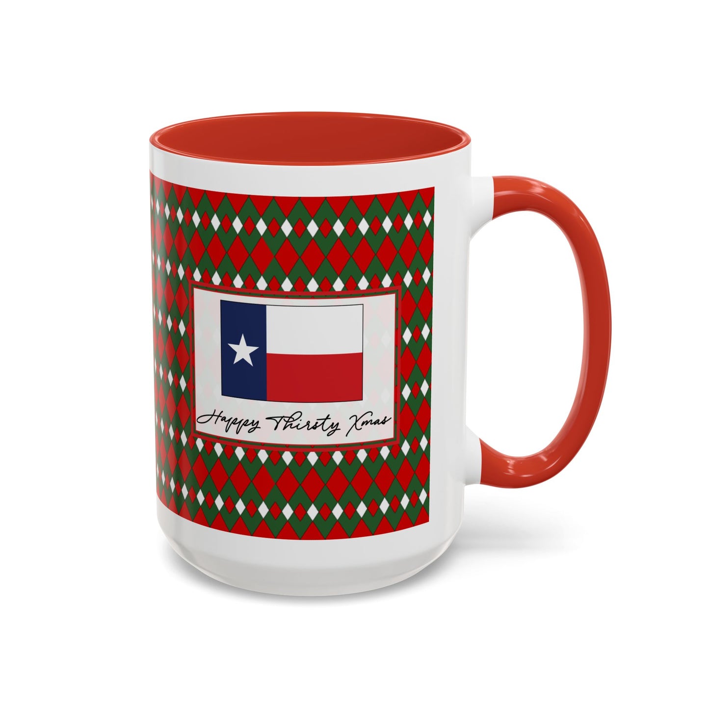 Nog- Christmas Fancy Argyle Personalizable Christmas Ceramic Mug (11oz, 15 oz)