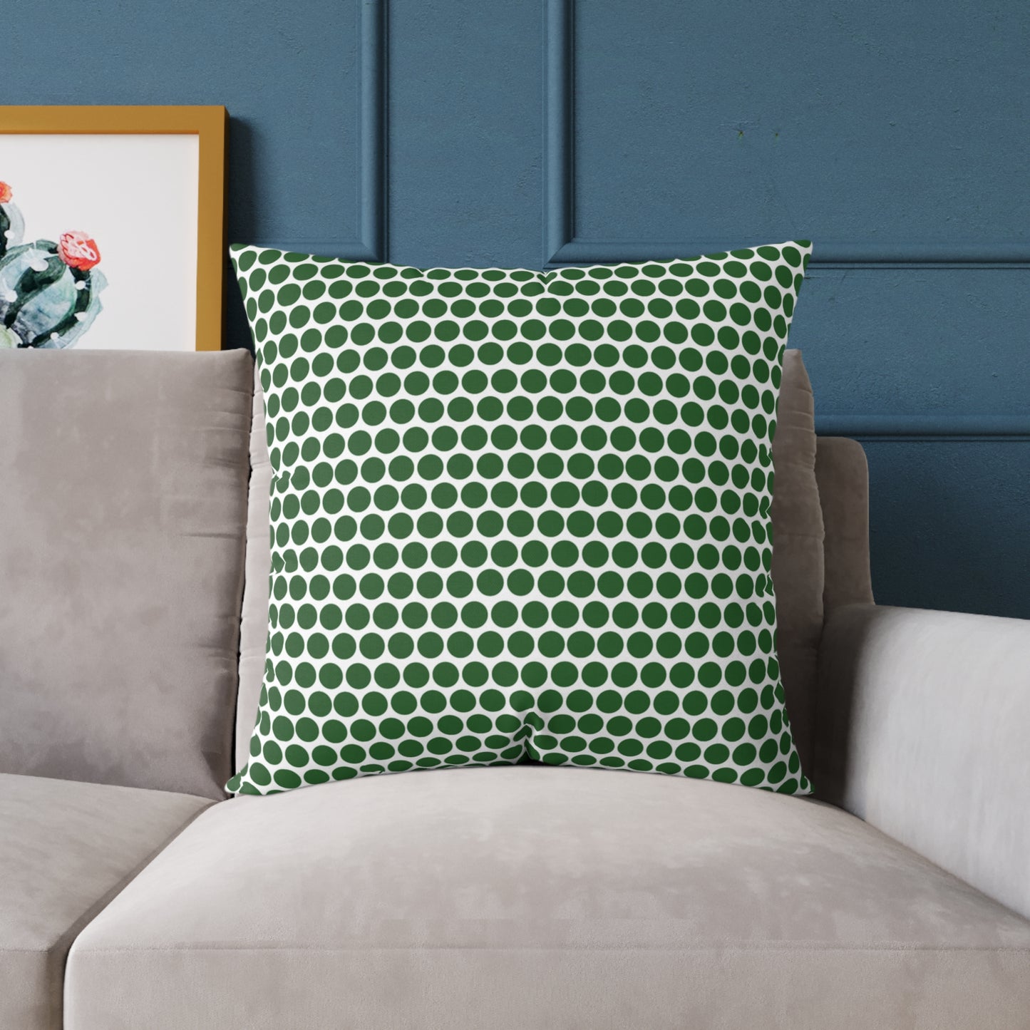 Green Polka Dot Christmas Decorative Pillow | Double‑Sided Poly Canvas Cushion, Vibrant Holiday Décor, 5 Sizes