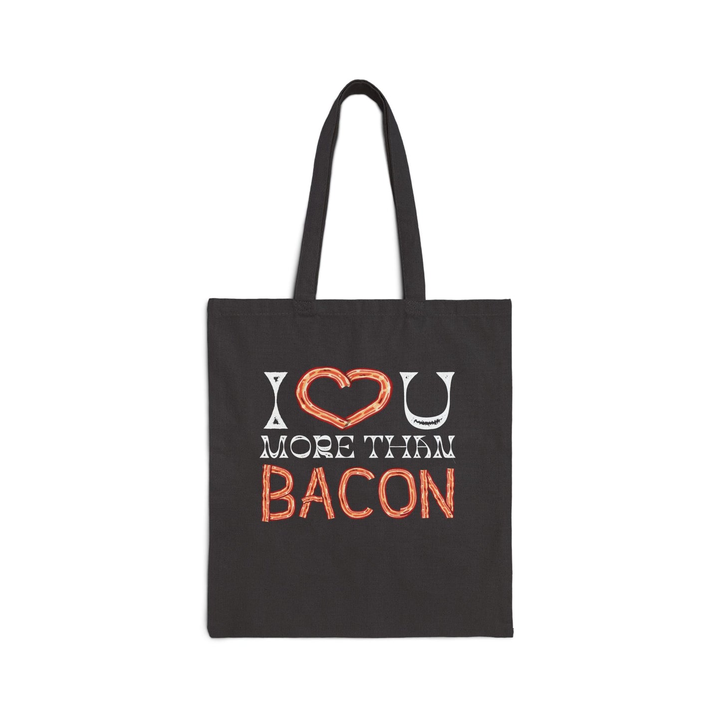 I Love You More Than Bacon Texas State Cut-Out Valentines Personalize Custom Name Cotton Canvas Tote Bag