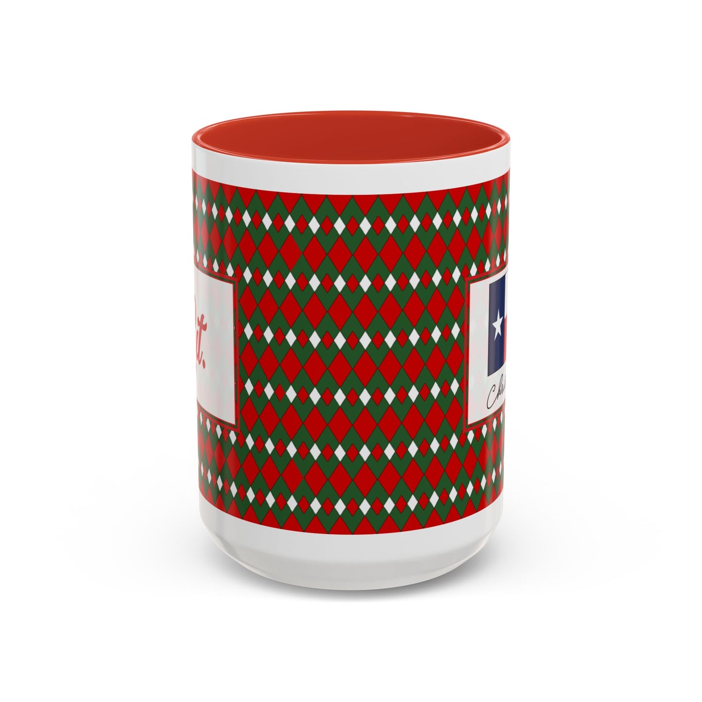 Lit- Christmas Fancy Argyle Personalizable Christmas Ceramic Mug (11oz, 15 oz)