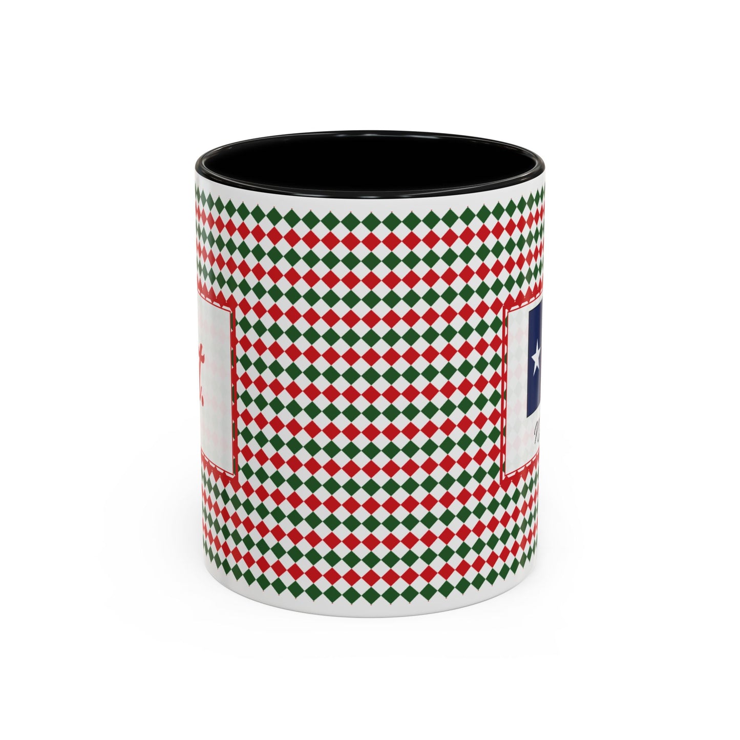 Lit- Christmas Argyle Personalizable Christmas Ceramic Mug (11oz, 15 oz)