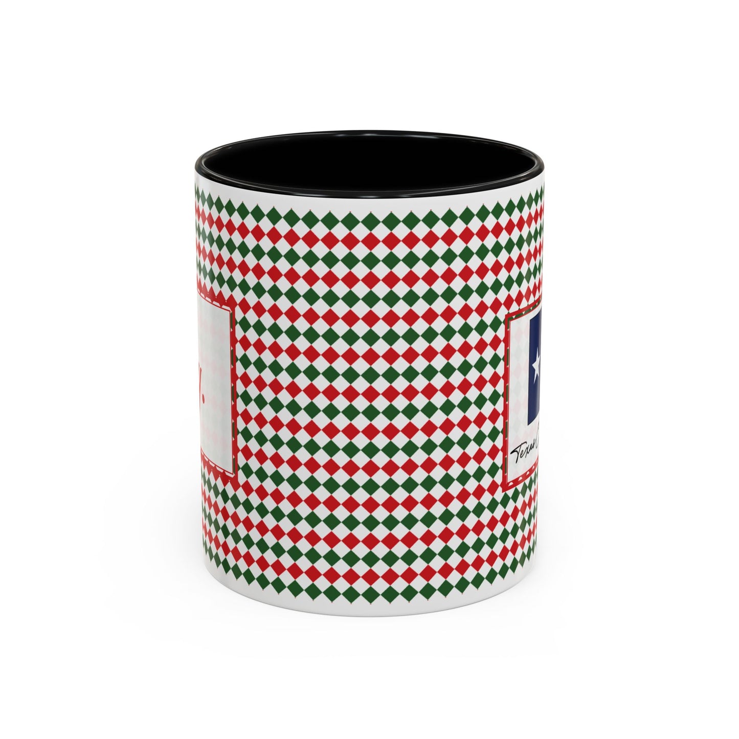 Joy- Christmas Argyle Personalizable Christmas Ceramic Mug (11oz, 15 oz)