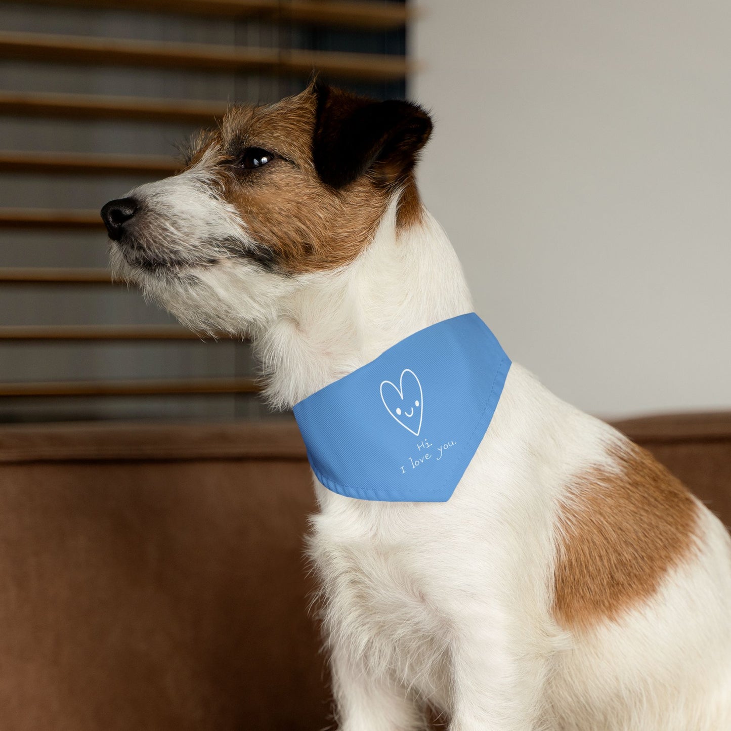 Hi. I Love You. White Clip-On Pet Bandana Collar