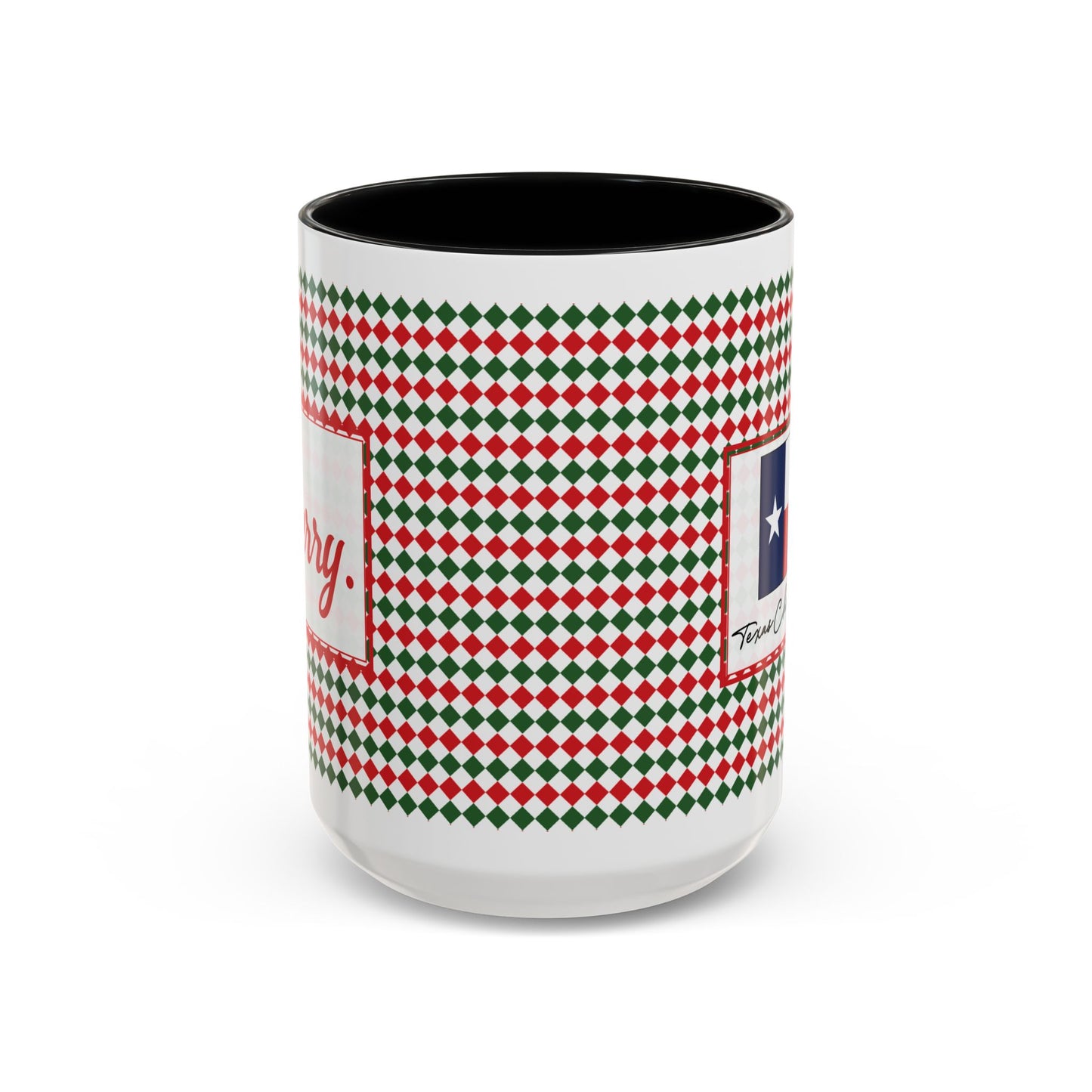 Merry- Christmas Argyle Personalizable Christmas Ceramic Mug (11oz, 15 oz)