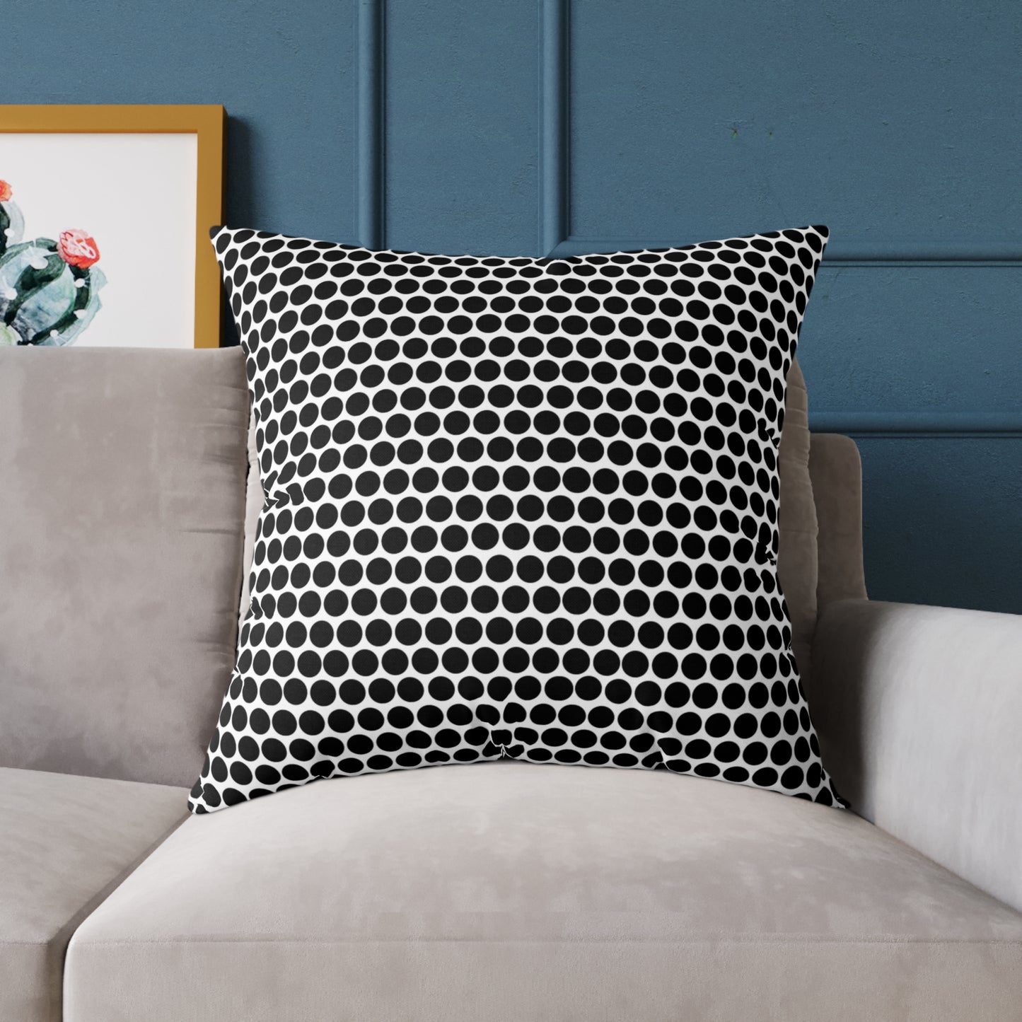 Black Polka Dot Christmas Decorative Pillow | Double‑Sided Poly Canvas Cushion, Vibrant Holiday Décor, 5 Sizes