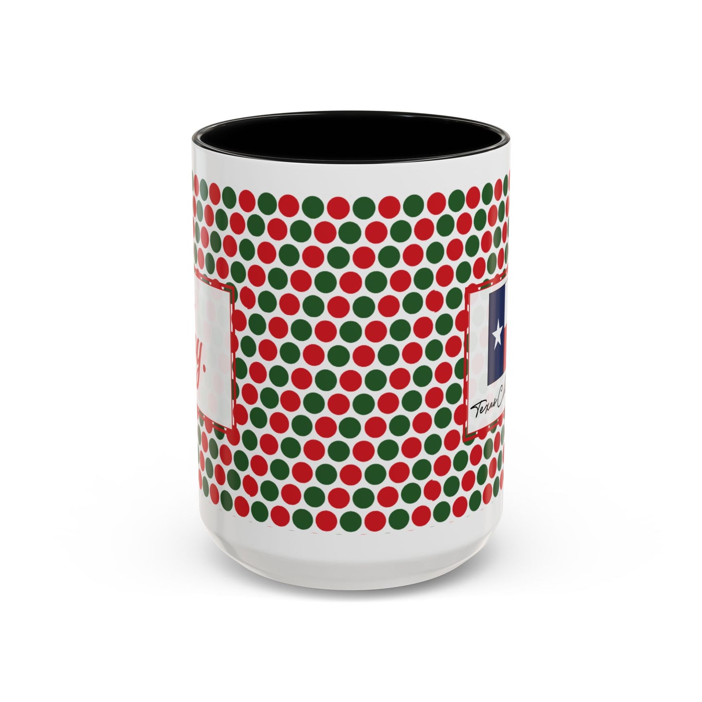 Joy- Christmas Polka Dot Party Personalizable Christmas Ceramic Mug (11oz, 15 oz)