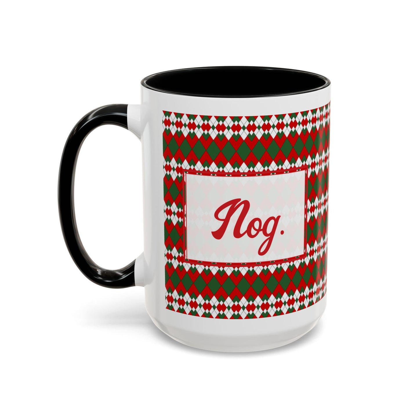 Nog- Christmas Extra Argyle Personalizable Christmas Ceramic Mug (11oz, 15 oz)