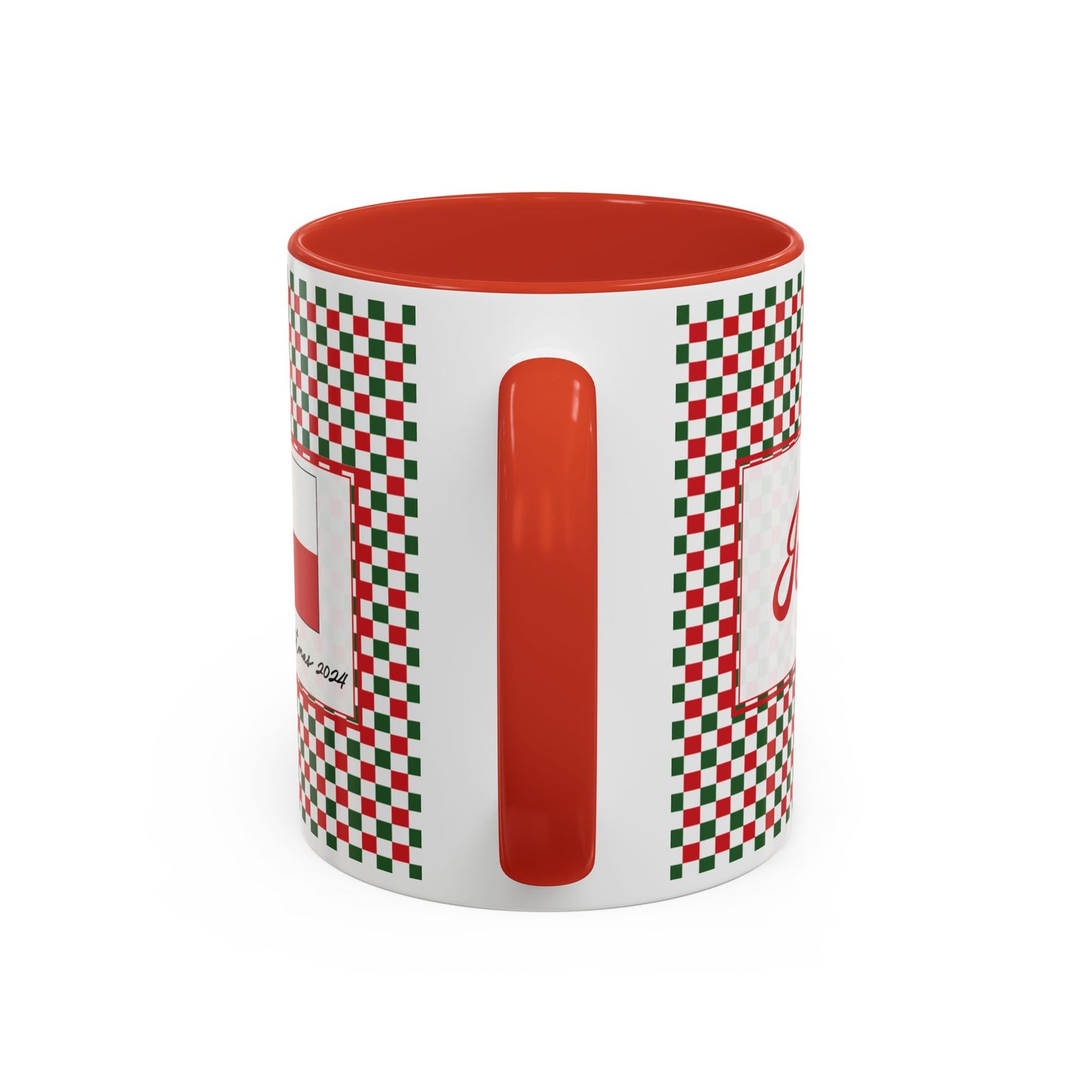 Jolly- Christmas Checkered Personalizable Christmas Ceramic Mug (11oz, 15 oz)