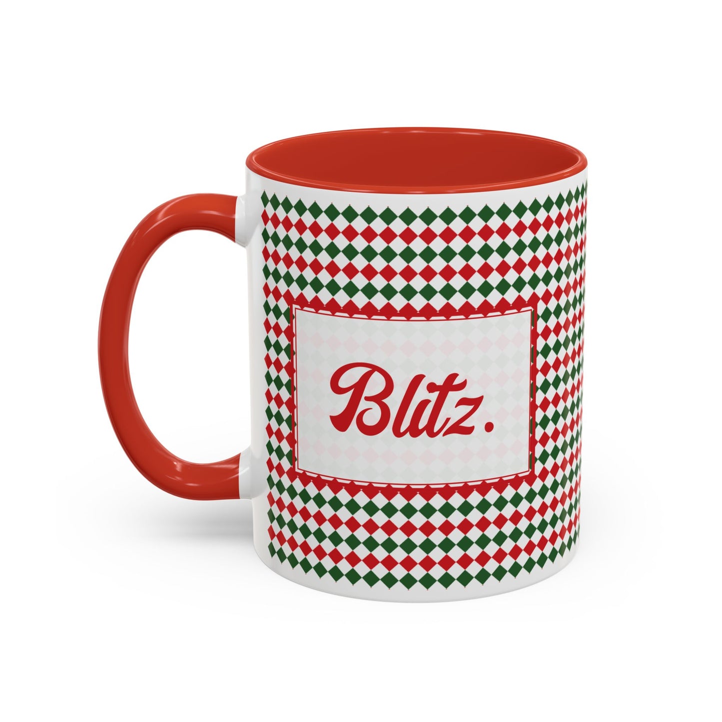 Blitz- Christmas Argyle Personalizable Christmas Ceramic Mug (11oz, 15 oz)