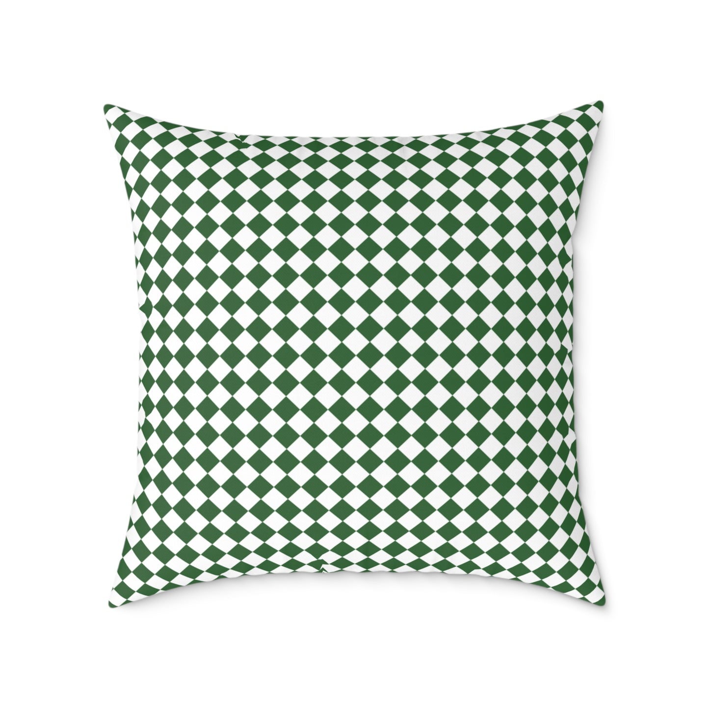 Green & White Argyle Christmas Decorative Pillow | Double Sided Poly Canvas Cushion, Vibrant Holiday Decor, 5 Sizes