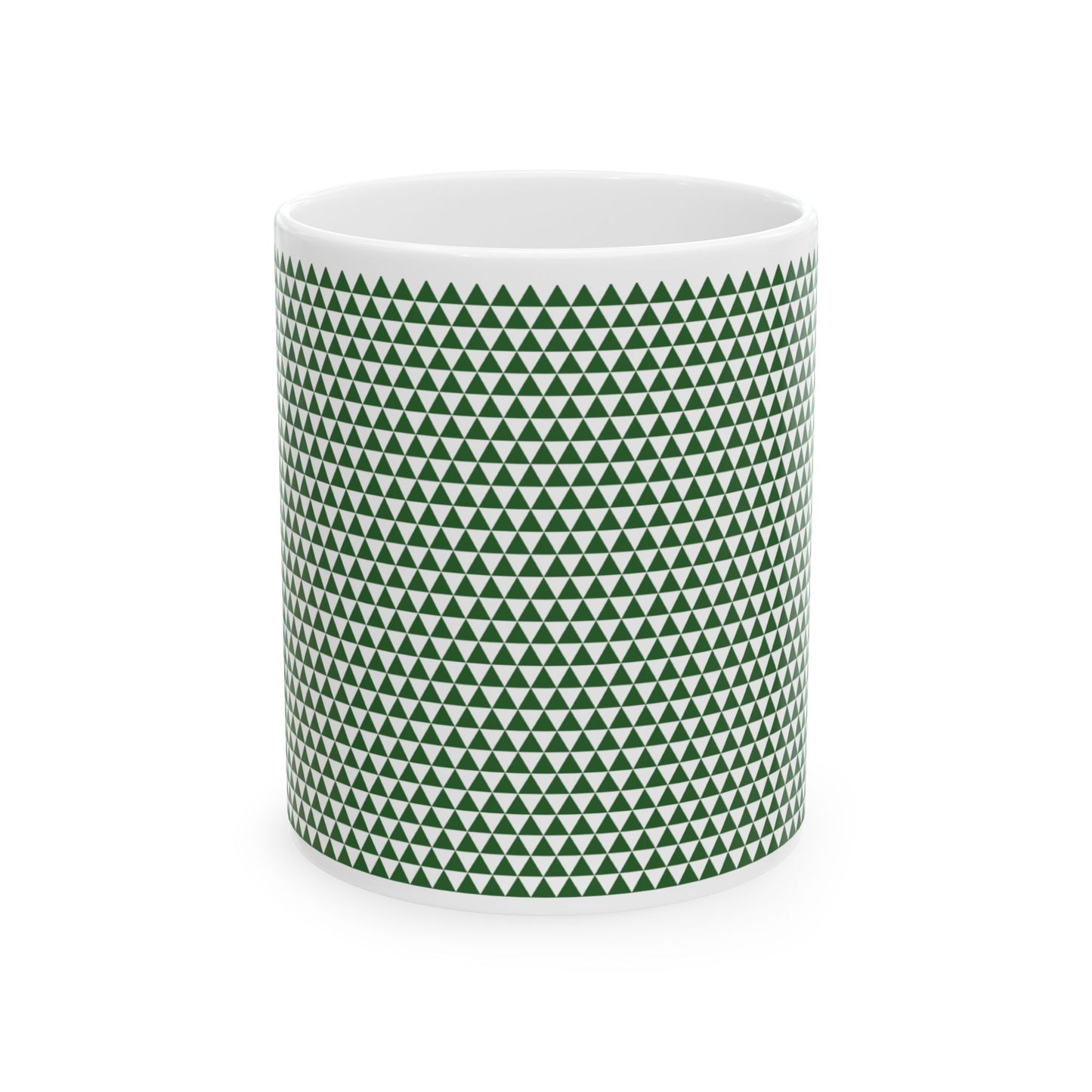 Green Triangles Ceramic Mug, (11oz, 15oz)