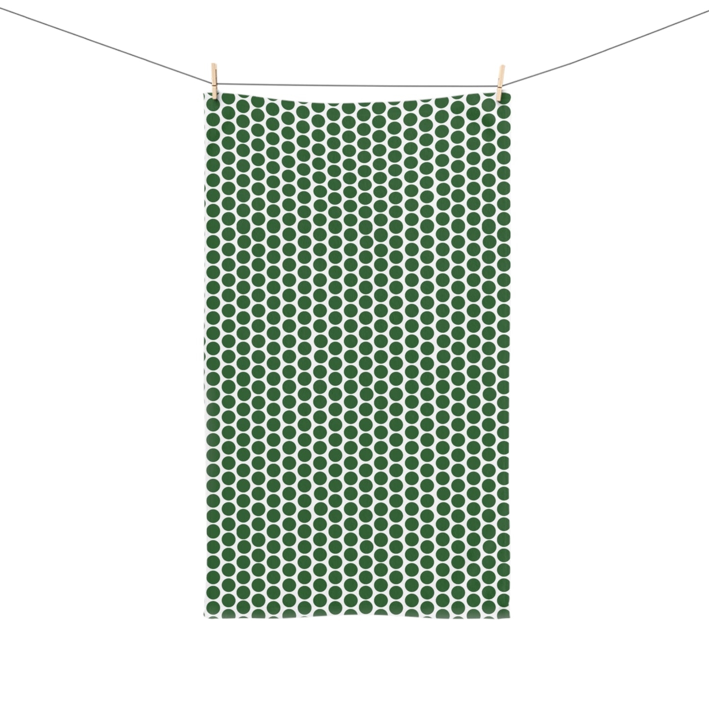 Green Polka Dot Holiday Hand Towel | Soft Cotton Back, Polyester Front, Festive Home Décor