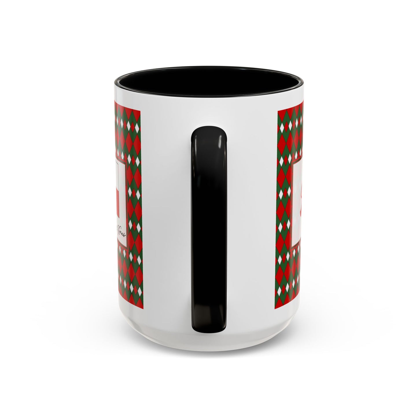 Nog- Christmas Fancy Argyle Personalizable Christmas Ceramic Mug (11oz, 15 oz)