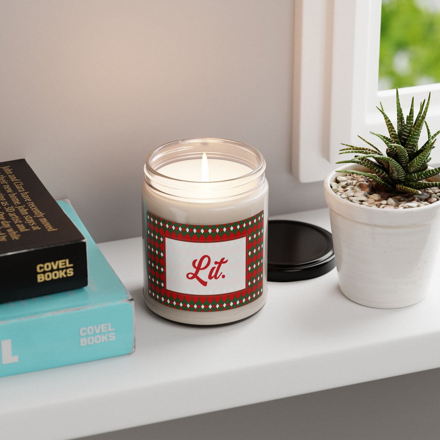 Lit- Christmas Fancy Argyle Scented Soy Candle, 9oz