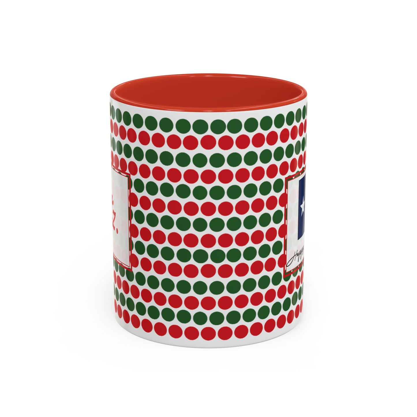 Blitz- Christmas Polka Dots Personalizable Christmas Ceramic Mug (11oz, 15 oz)