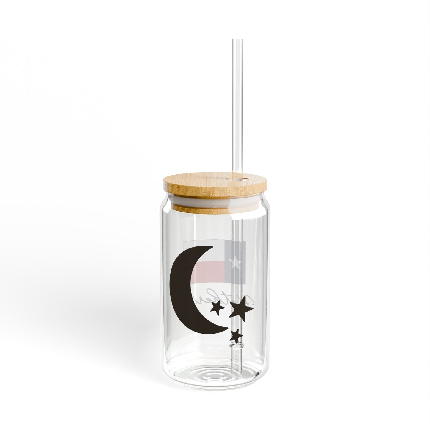 Moon & Stars Texas Flag Valentines Personalizable Custom Name Sipper Glass, 16oz