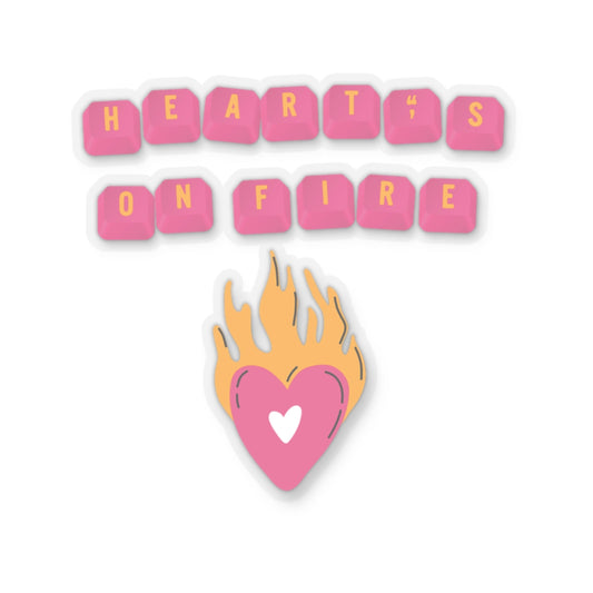 HEARTS ON FIRE Key Caps Flaming Heart Valentine Kiss-Cut Stickers