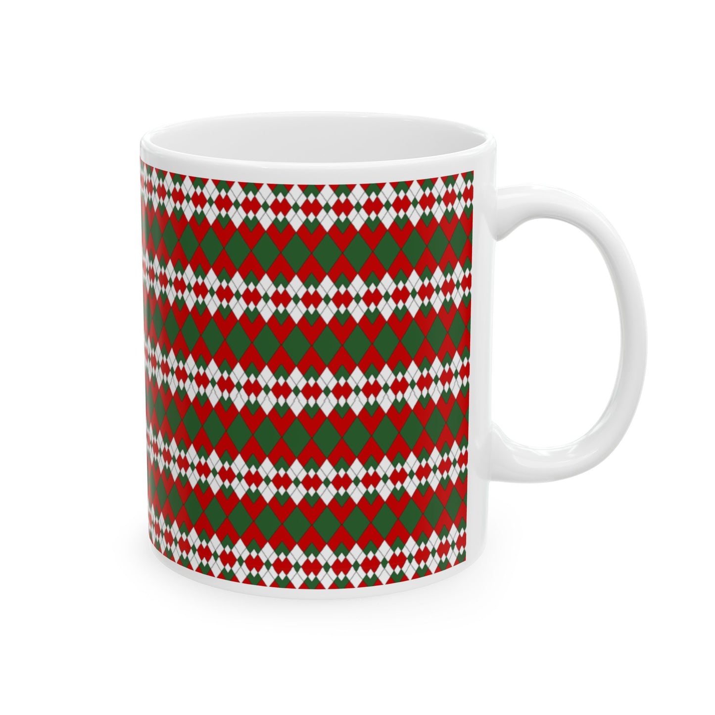 Christmas Extra Argyle Ceramic Mug, (11oz, 15oz)