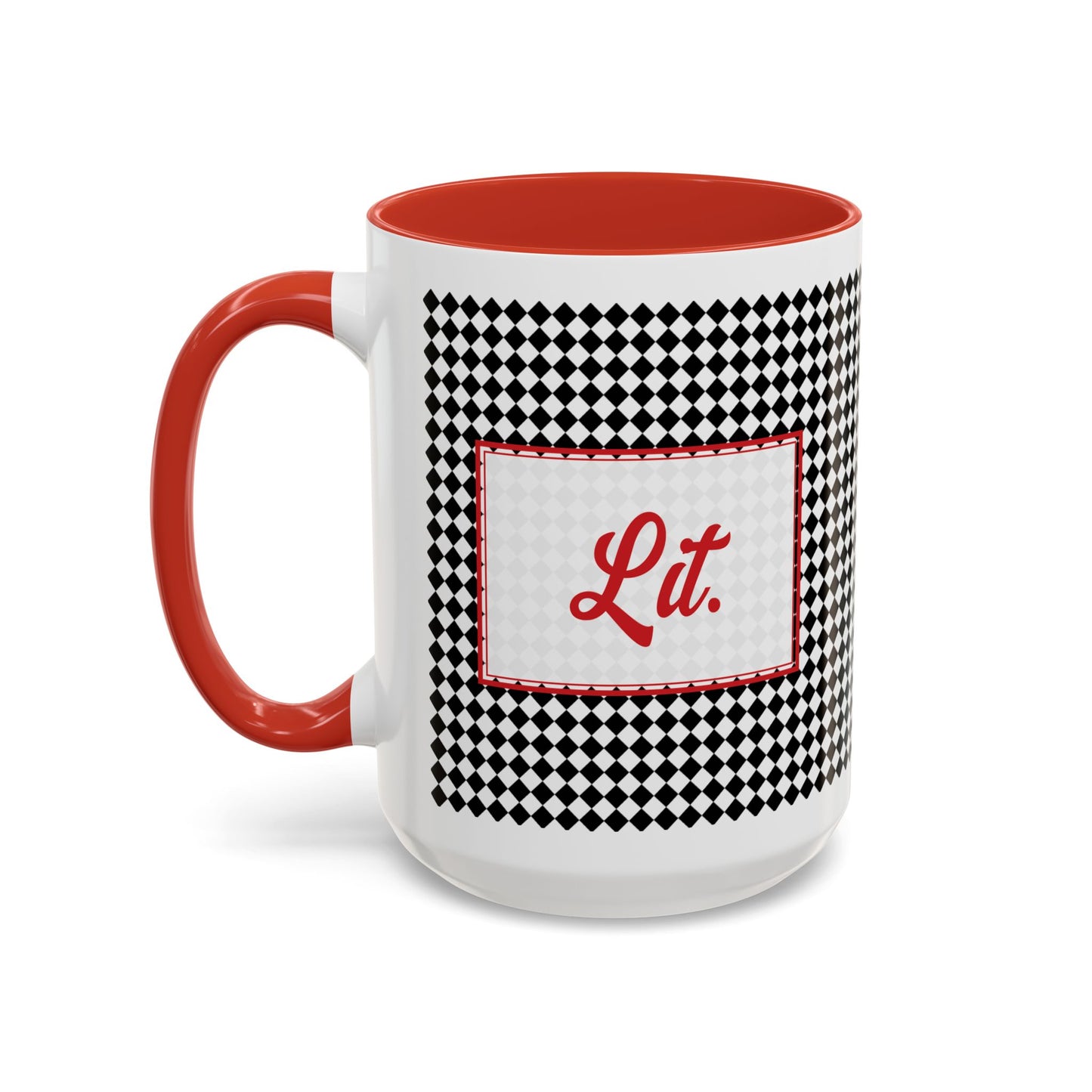 Lit- Black Argyle Personalizable Christmas Ceramic Mug (11oz, 15 oz)