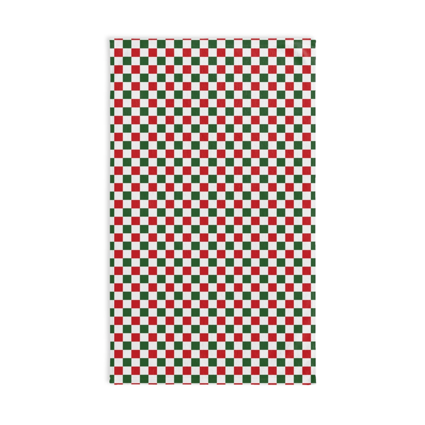 Red Green & White Gingham Christmas Hand Towel | Soft Cotton Back, Printed Polyester Front, Festive Kitchen Bath Décor