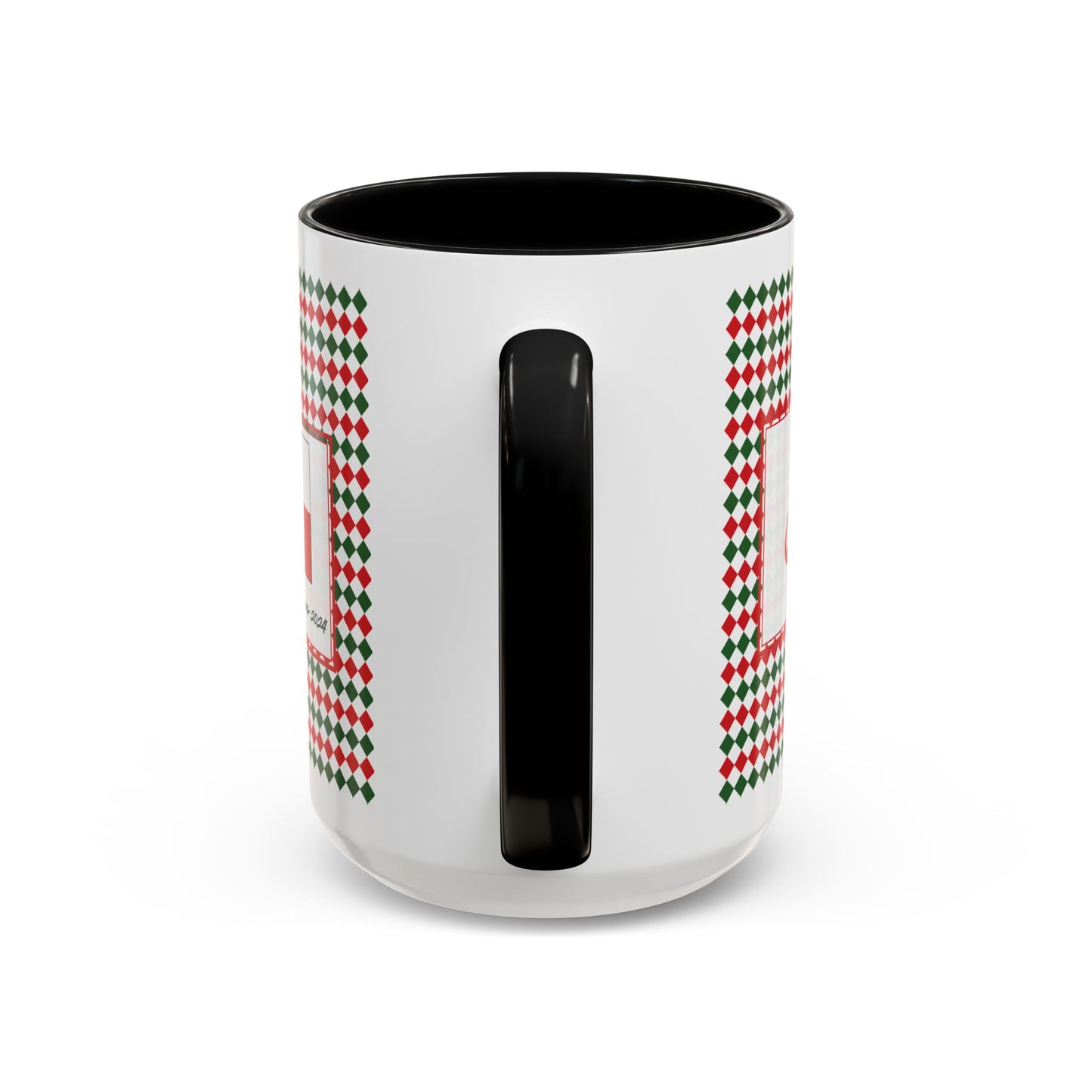 Joy- Christmas Argyle Personalizable Christmas Ceramic Mug (11oz, 15 oz)