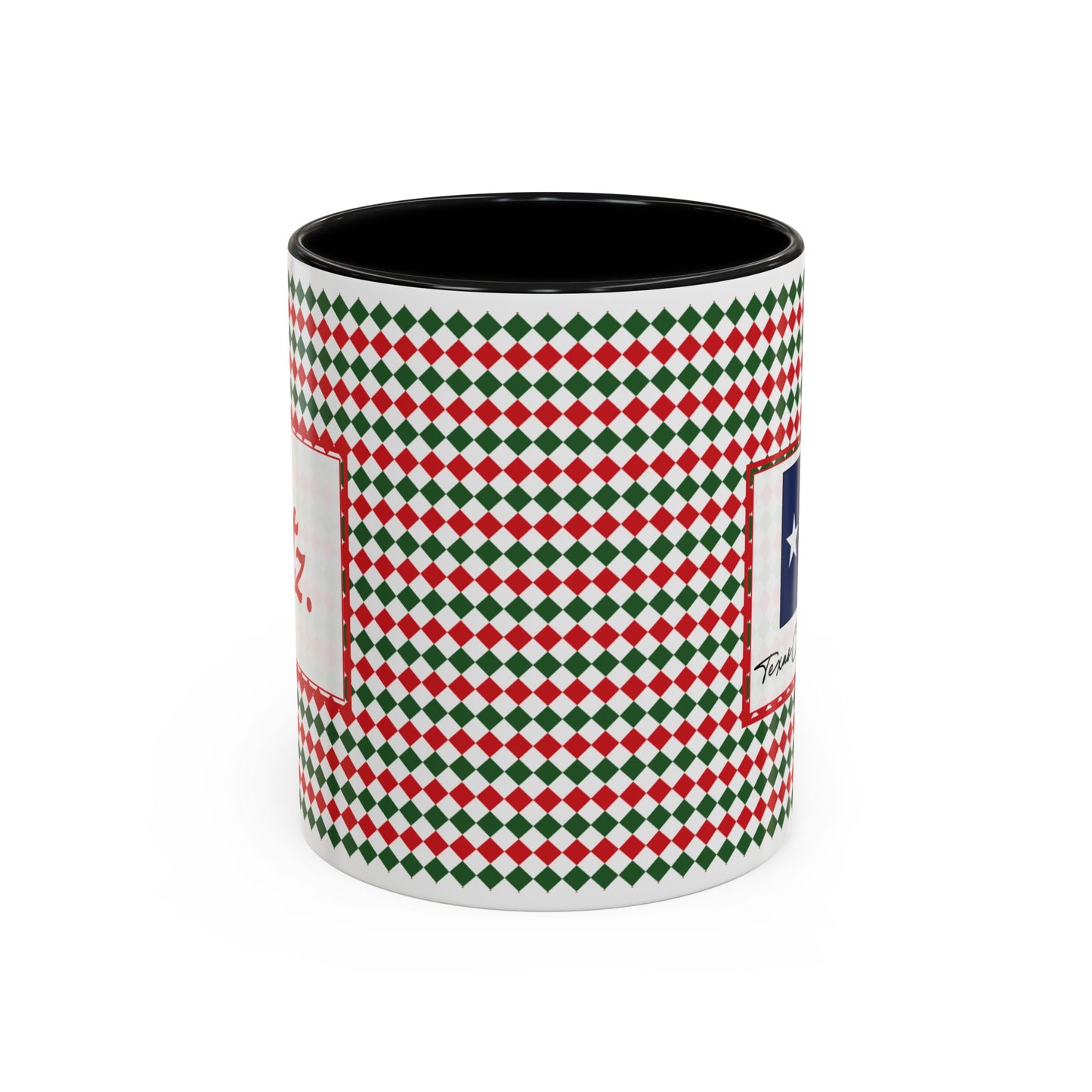 Blitz- Christmas Argyle Personalizable Christmas Ceramic Mug (11oz, 15 oz)