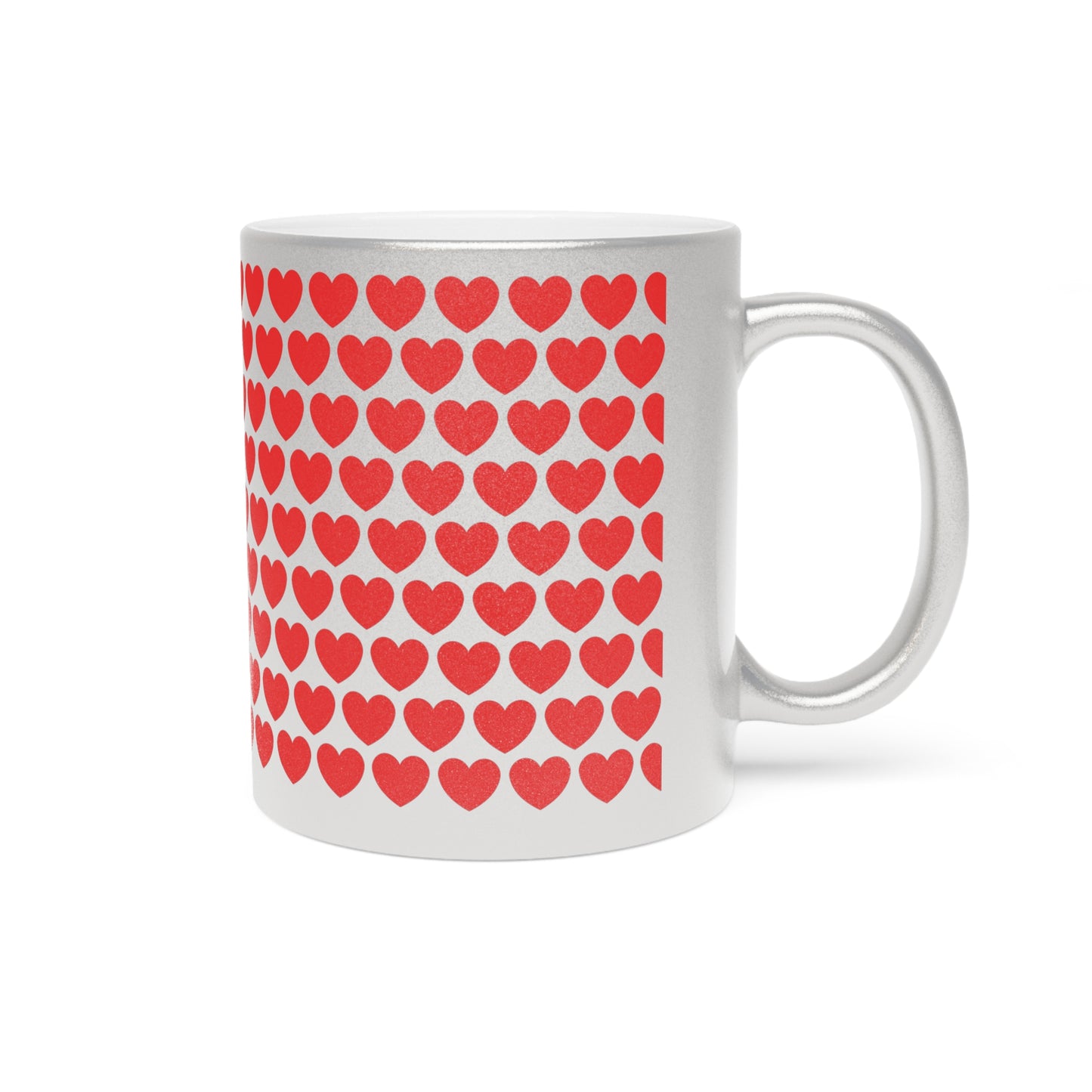 Red Hearts Valentines Metallic Mug (Silver\Gold)