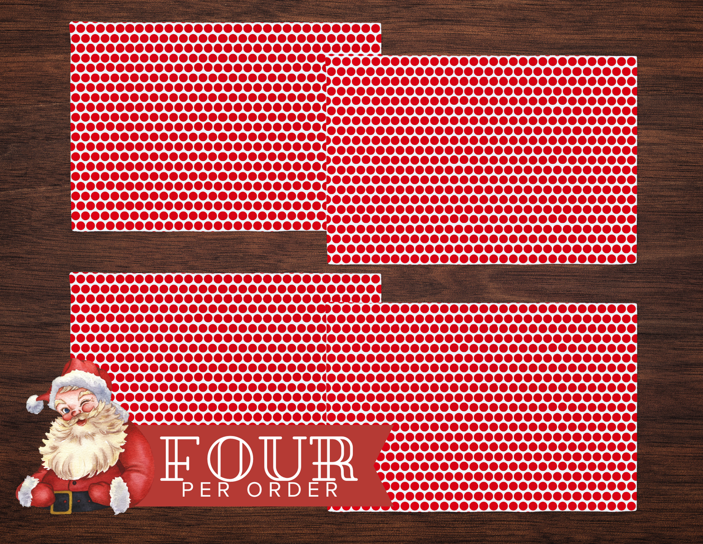 Red Polka Dot Polyester Placemats | Christmas Holiday Dining Décor, Bold Festive Farmhouse Washable Table Mat Set