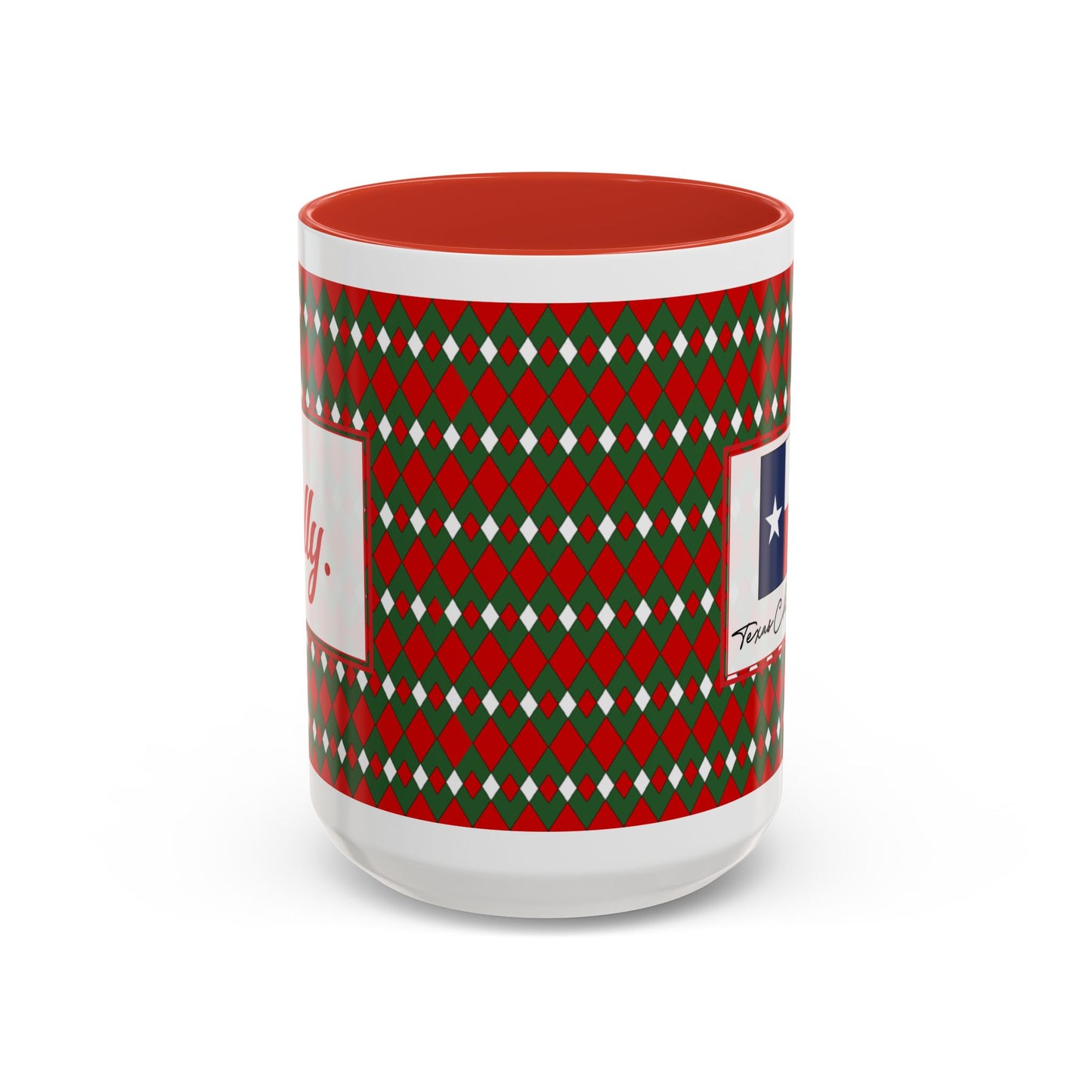 Jolly- Christmas Fancy Argyle Personalizable Christmas Ceramic Mug (11oz, 15 oz)