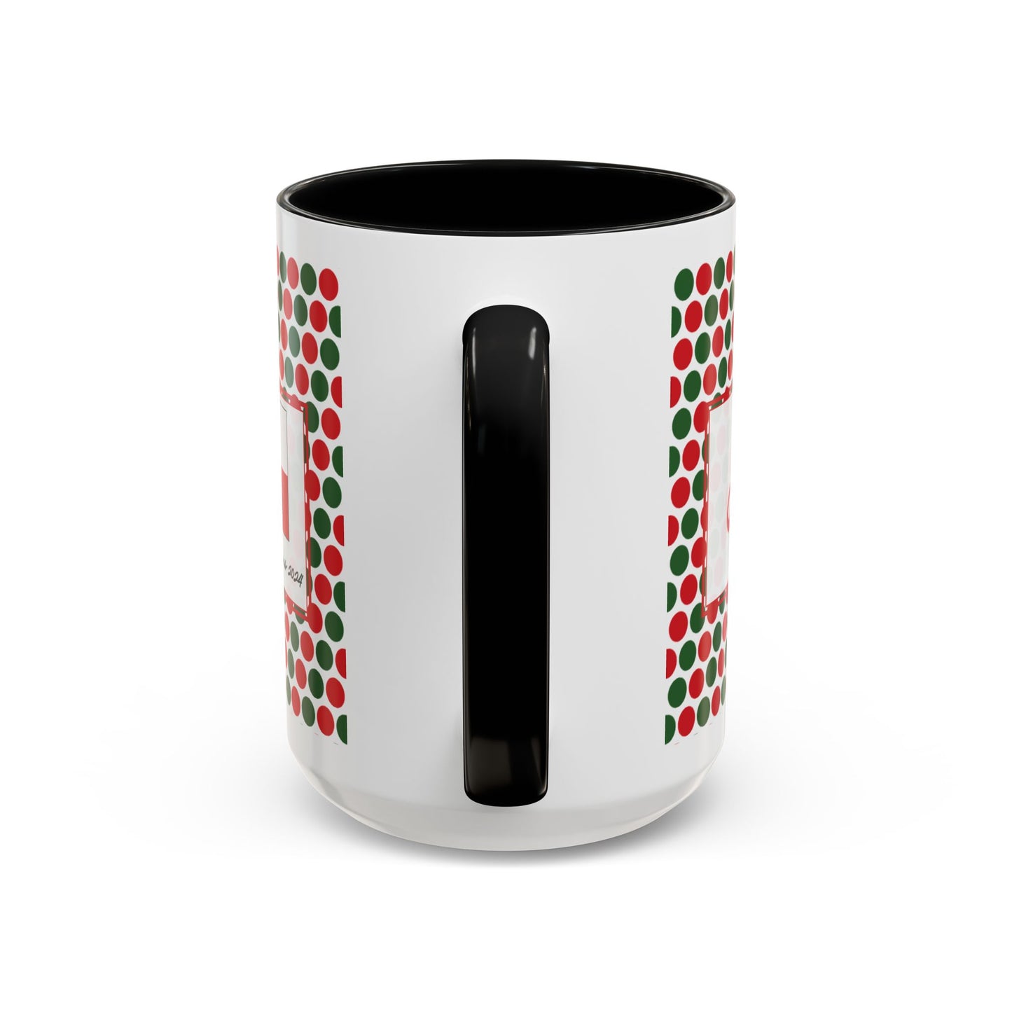 Joy- Christmas Polka Dot Party Personalizable Christmas Ceramic Mug (11oz, 15 oz)