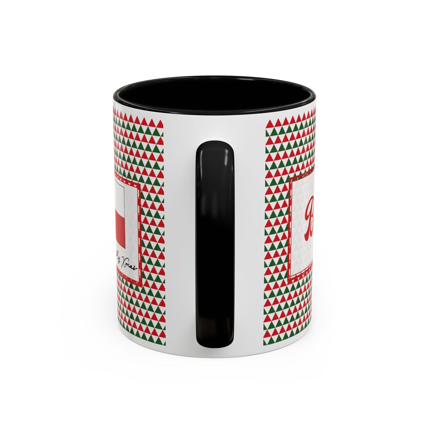 Blitz- Red & Green Triangles Personalizable Christmas Ceramic Mug (11oz, 15 oz)