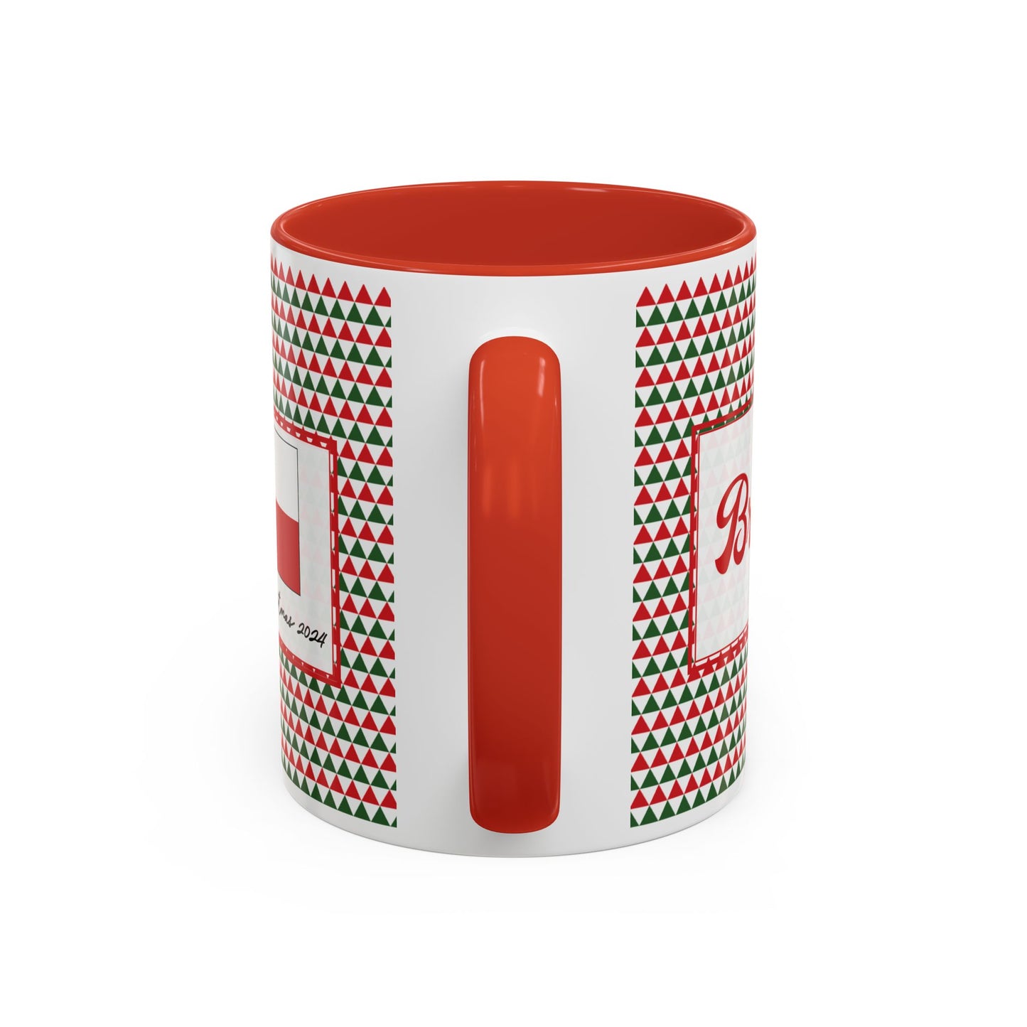 Bright- Red & Green Triangles Personalizable Christmas Ceramic Mug (11oz, 15 oz)