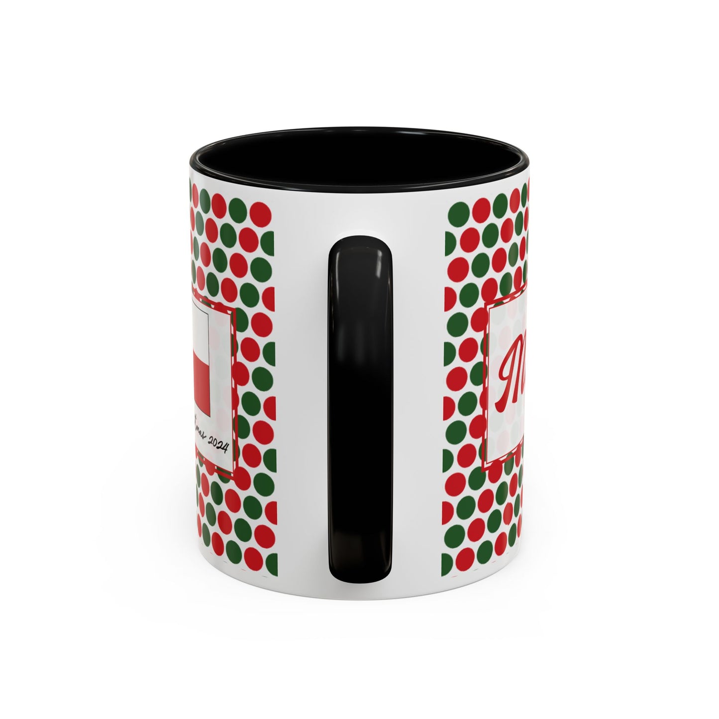 Merry- Christmas Polka Dot Party Personalizable Christmas Ceramic Mug (11oz, 15 oz)