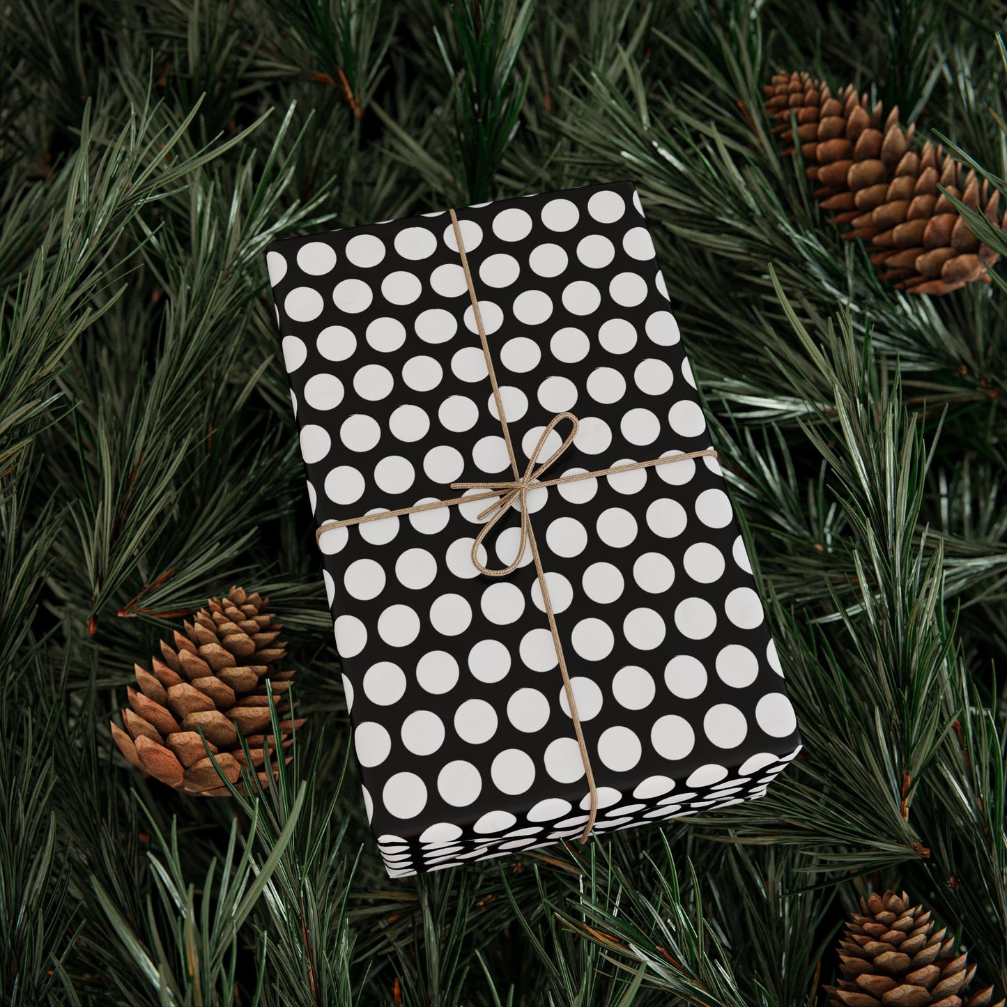 White Polka Dot on Black Wrapping Paper | Luxury Matte or Glossy Gift Wrap, 90gsm Fine Art Paper, 3 Sizes