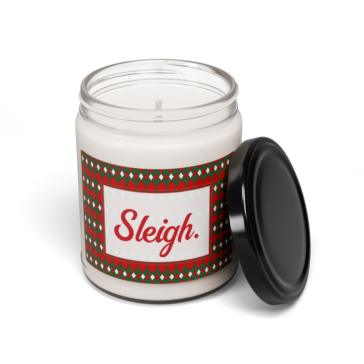 Sleigh- Christmas Fancy Argyle Scented Soy Candle, 9oz