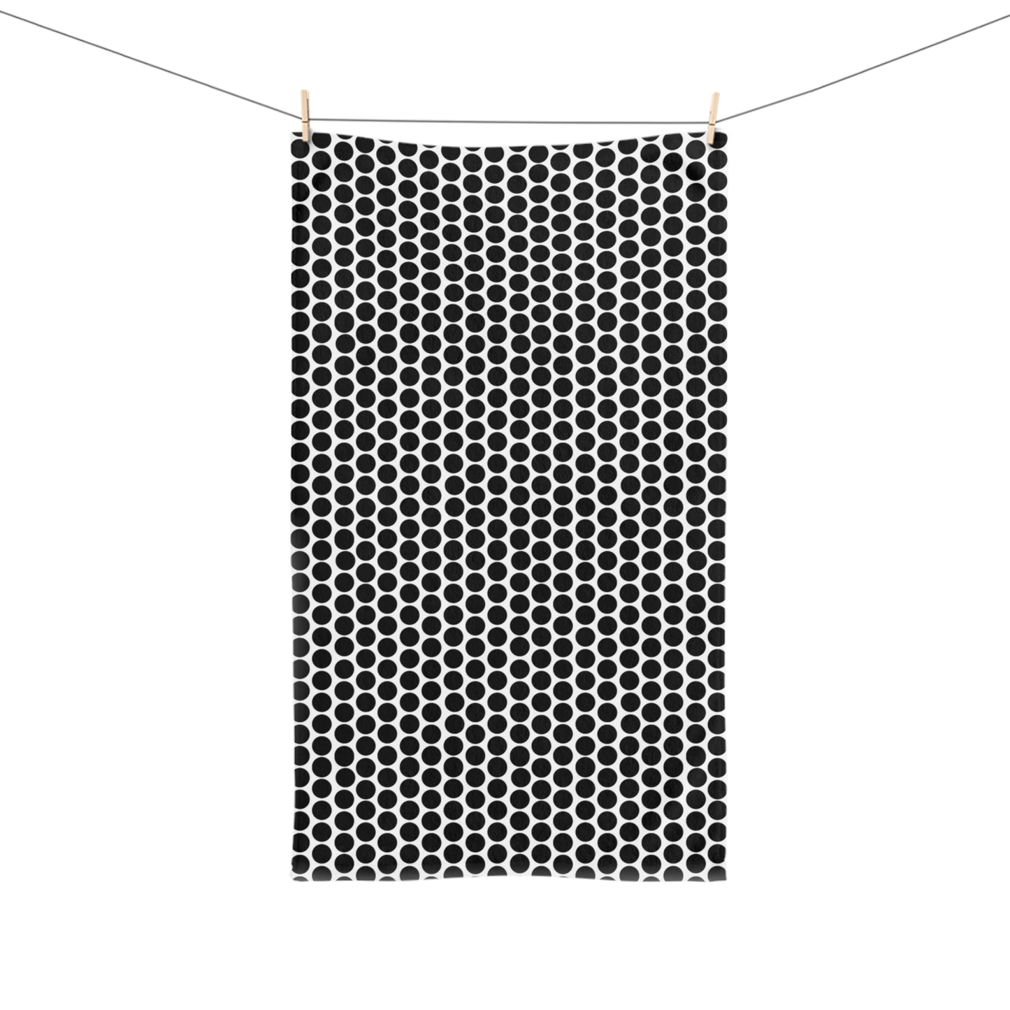 Black Polka Dot Holiday Hand Towel | Soft Cotton Back, Polyester Front, Festive Home Décor