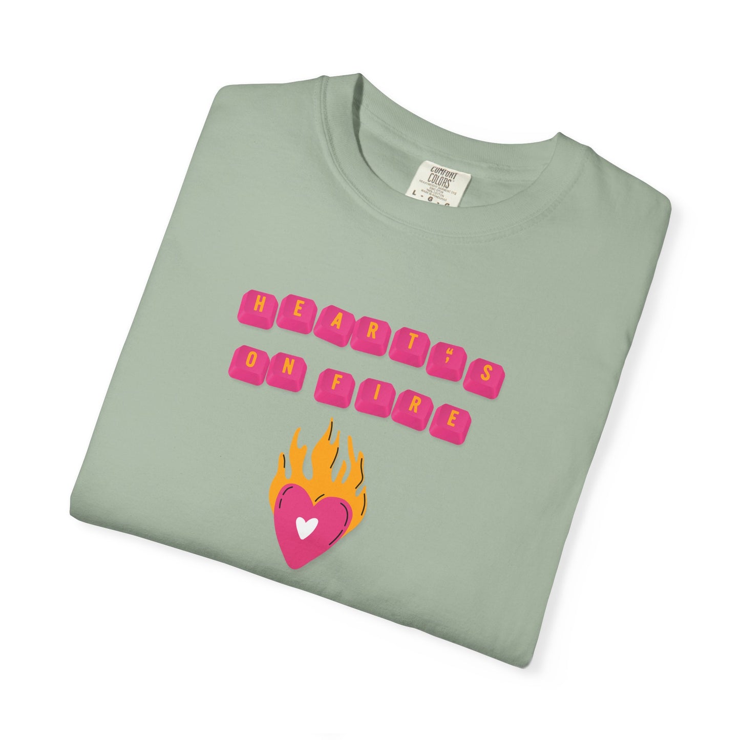 HEART'S ON FIRE Key Caps Flaming Heart Unisex Garment-Dyed T-shirt
