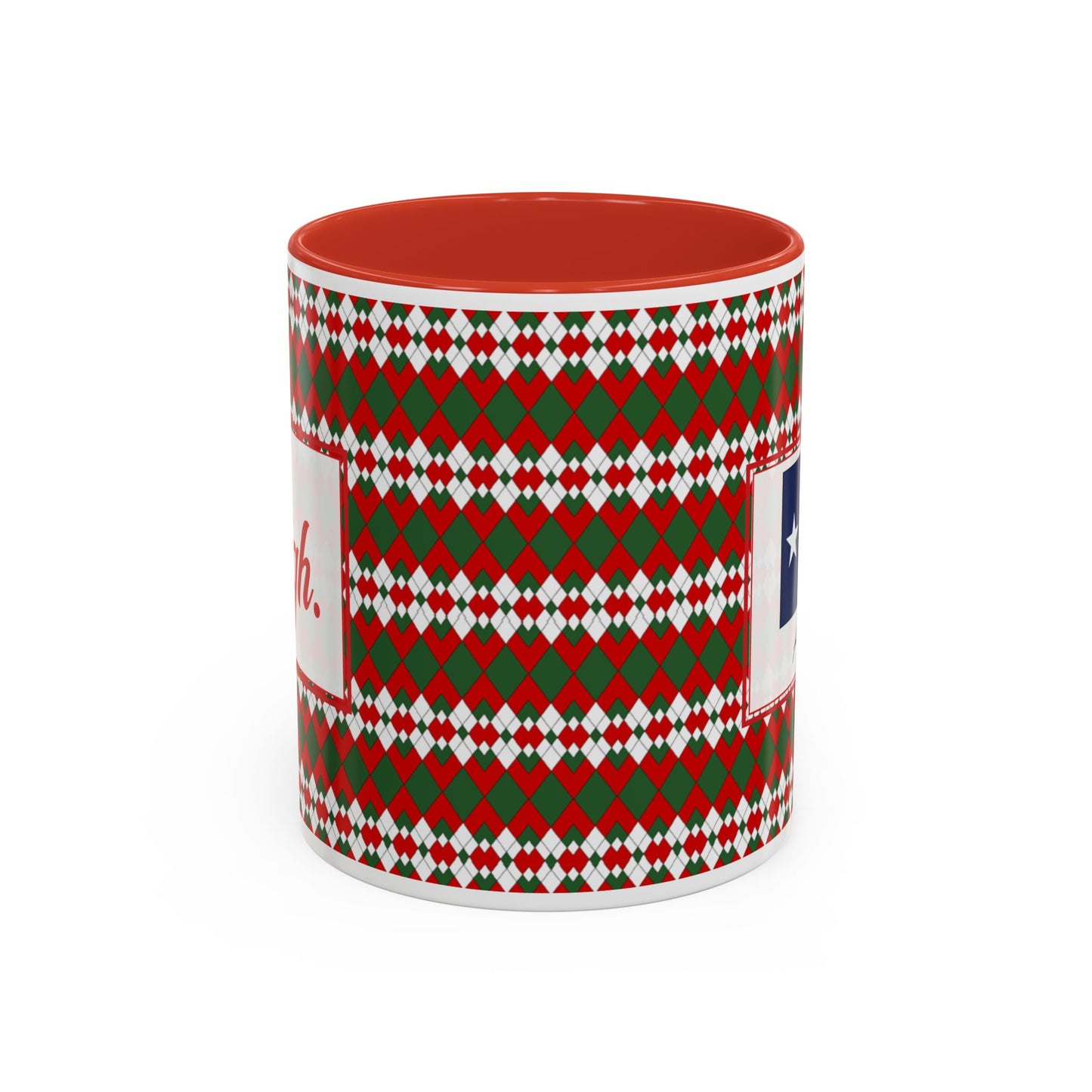 Sleigh- Christmas Extra Argyle Personalizable Christmas Ceramic Mug (11oz, 15 oz)