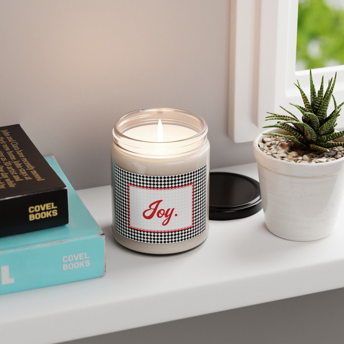 Joy- Black Argyle Scented Soy Candle, 9oz