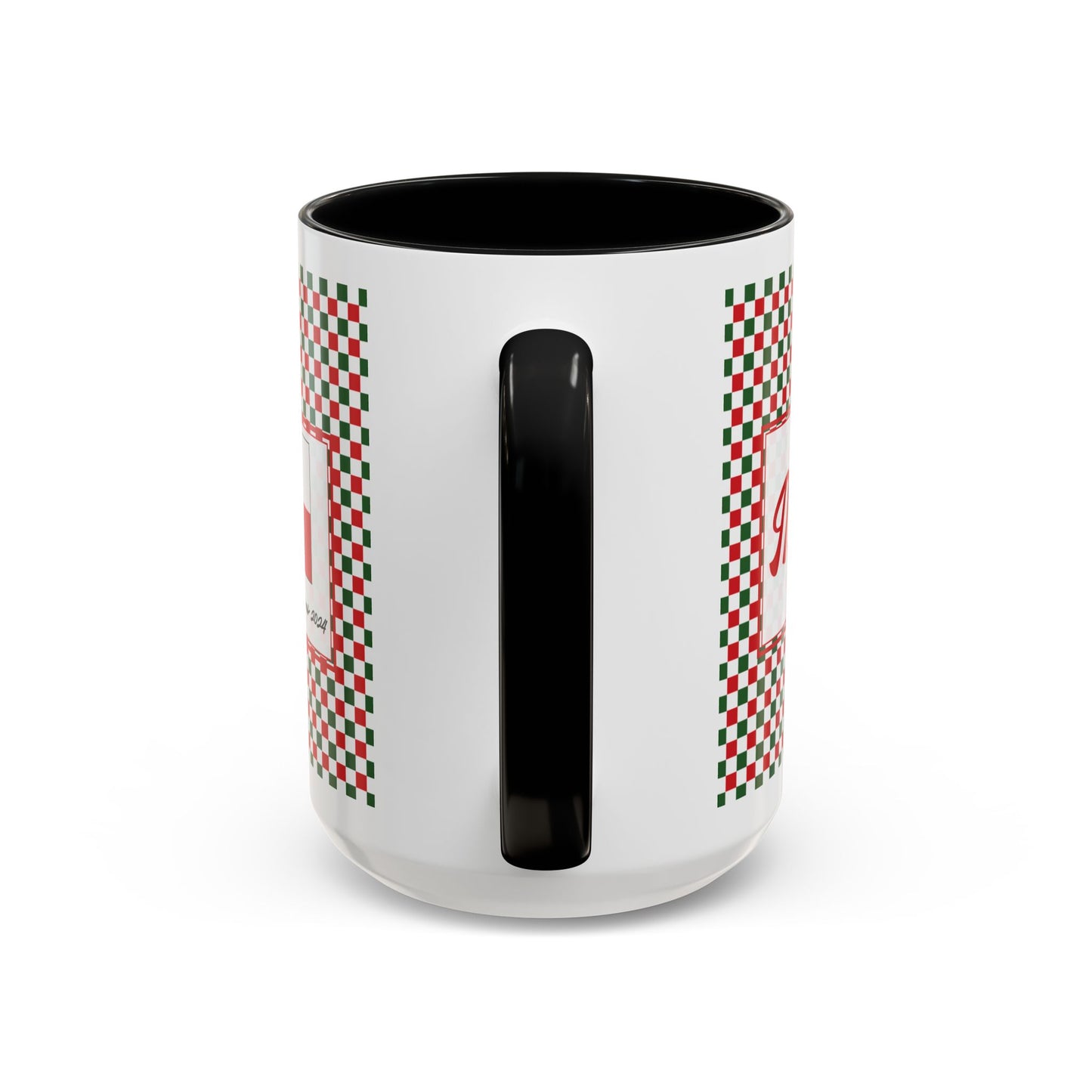 Merry- Christmas Checkered Personalizable Christmas Ceramic Mug (11oz, 15 oz)